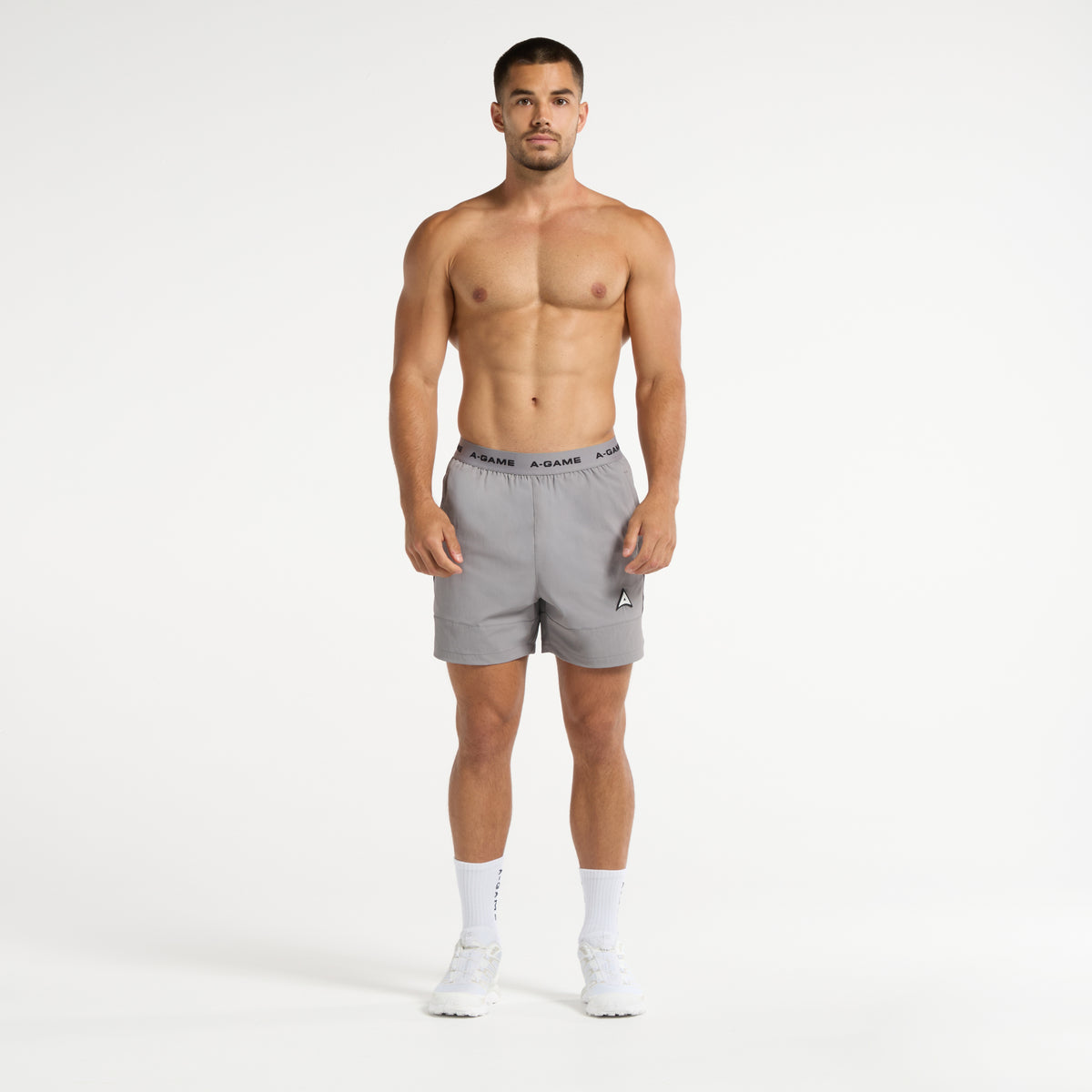Men's Colour Block Training Shorts - Grey / Black