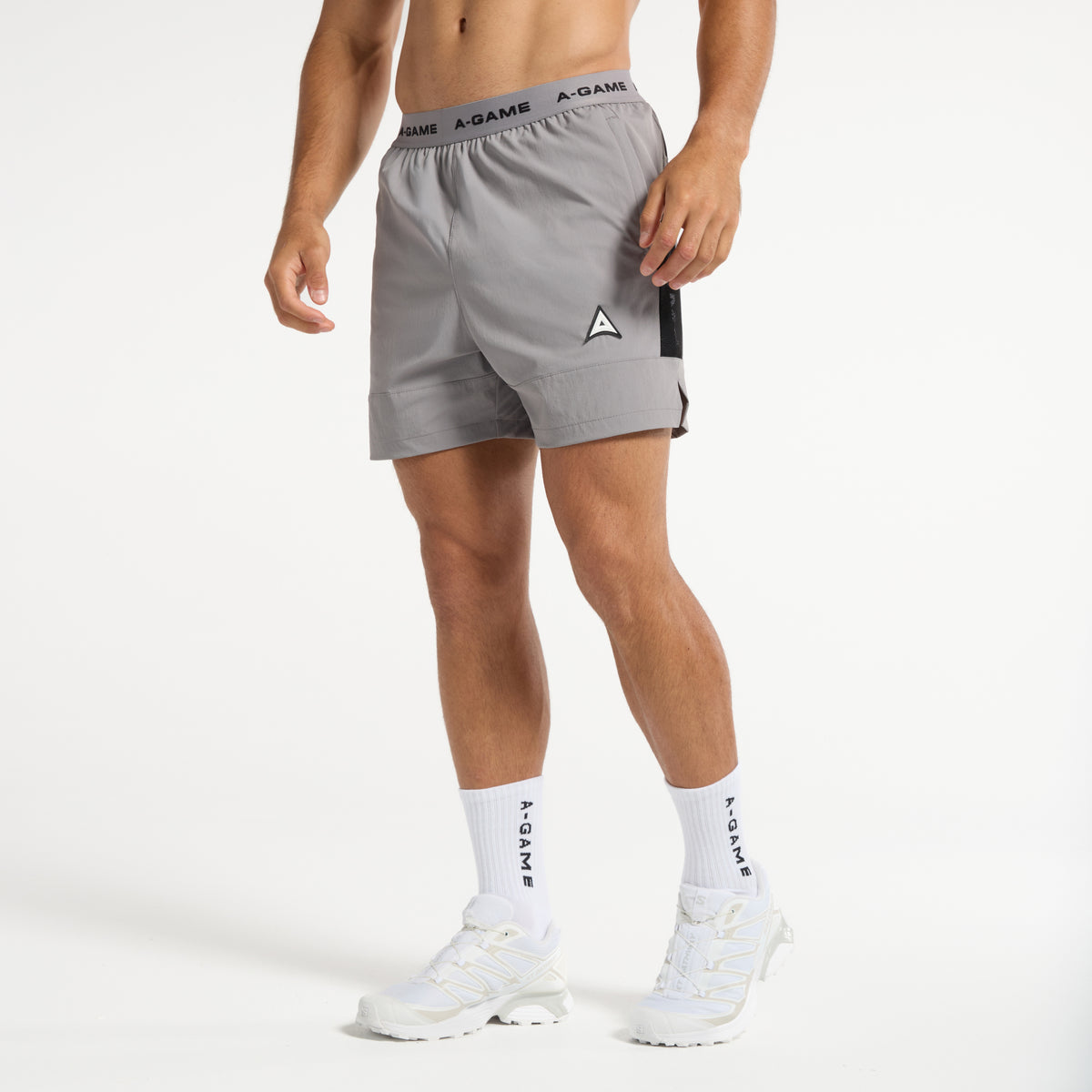 Men's Colour Block Training Shorts - Grey / Black
