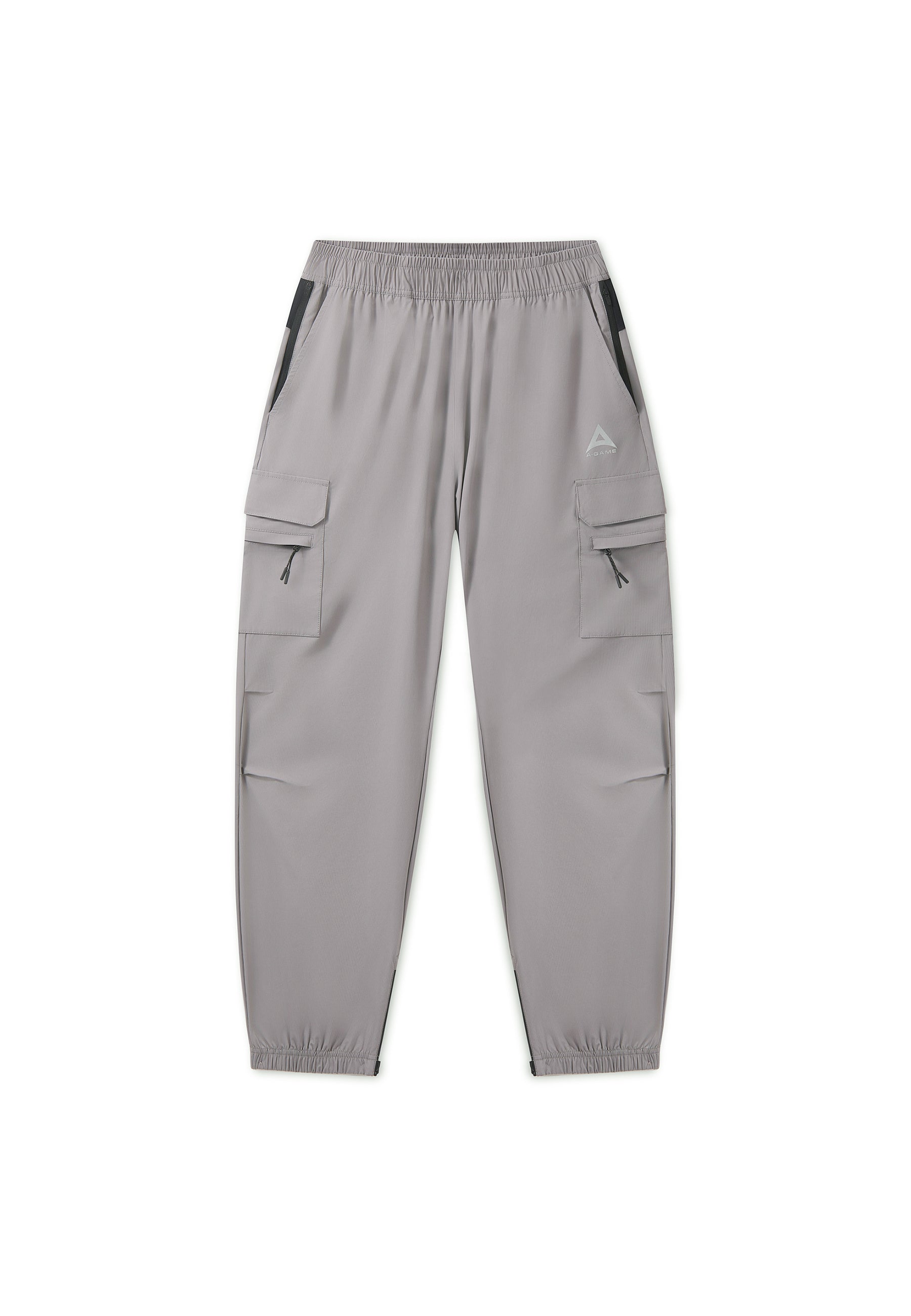 Men's Cargo Zip Pants - Grey / Black