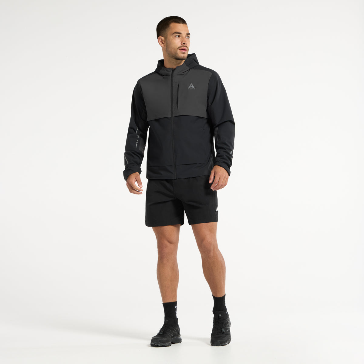 Men's Panelled Lightweight Jacket - Black / Dk Charcoal