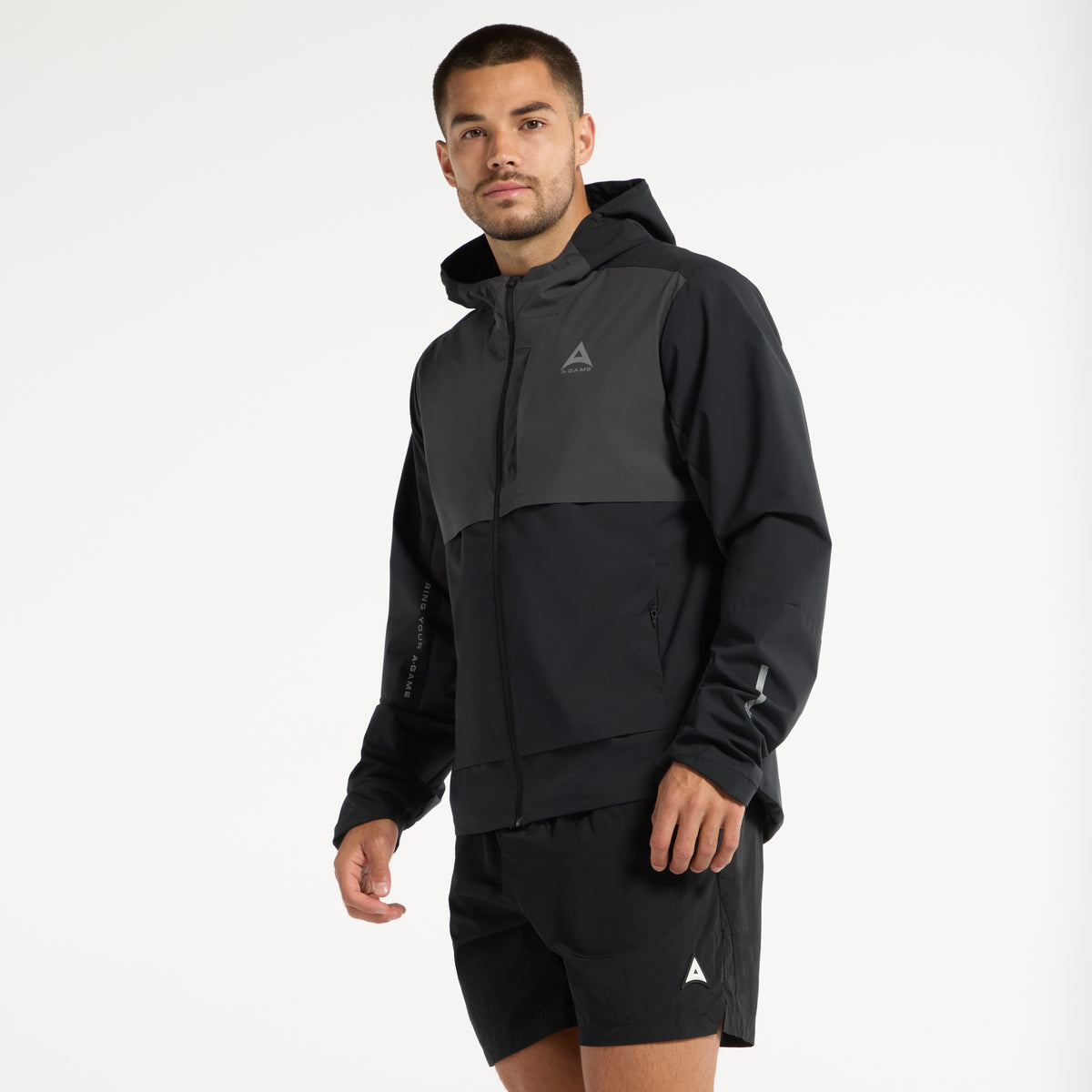 Men's Panelled Lightweight Jacket - Black / Dk Charcoal
