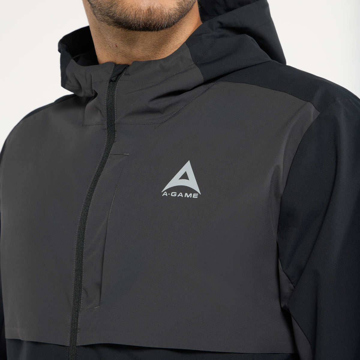 Men's Panelled Lightweight Jacket - Black / Dk Charcoal