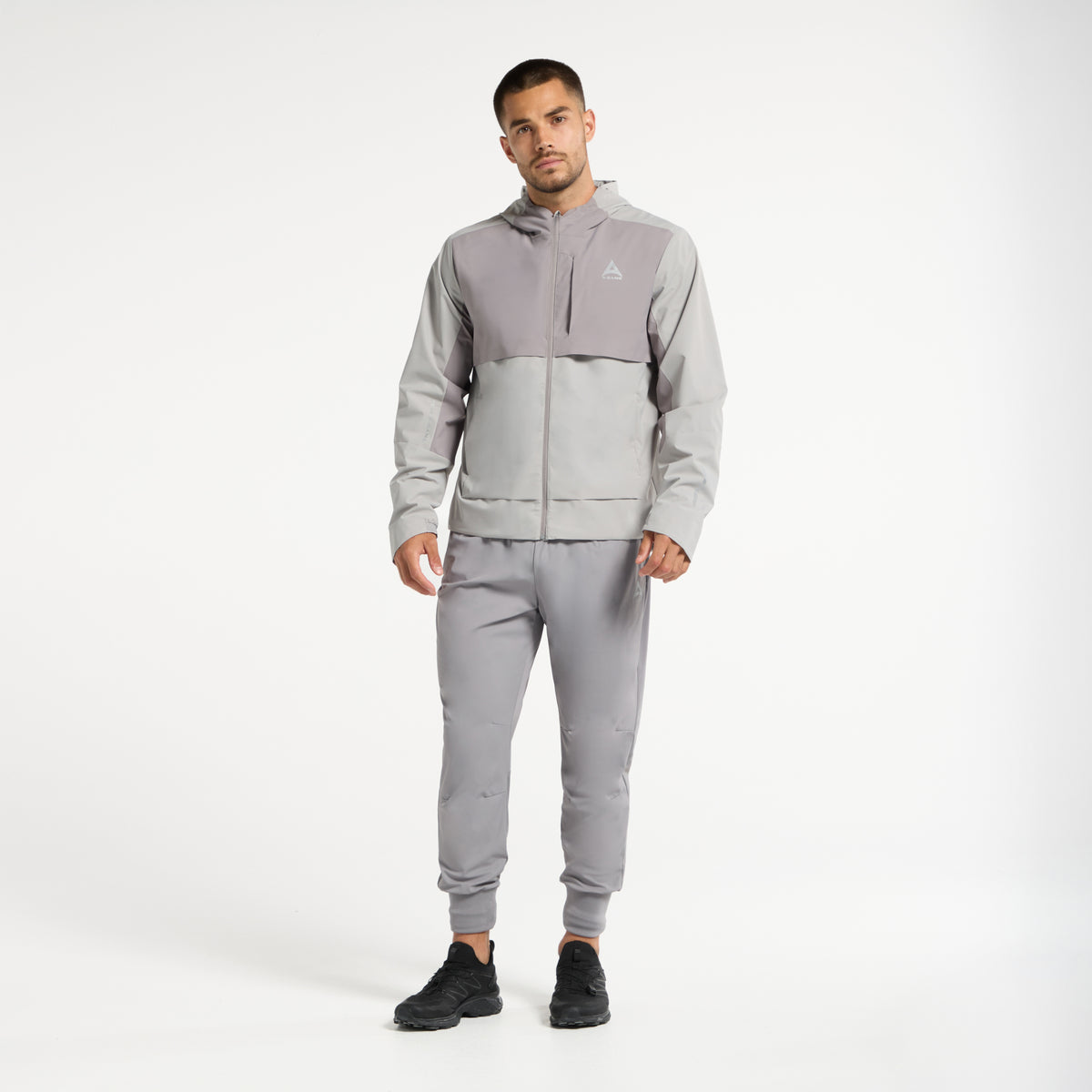 Men's Panelled Lightweight Jacket - Grey / Dk Grey