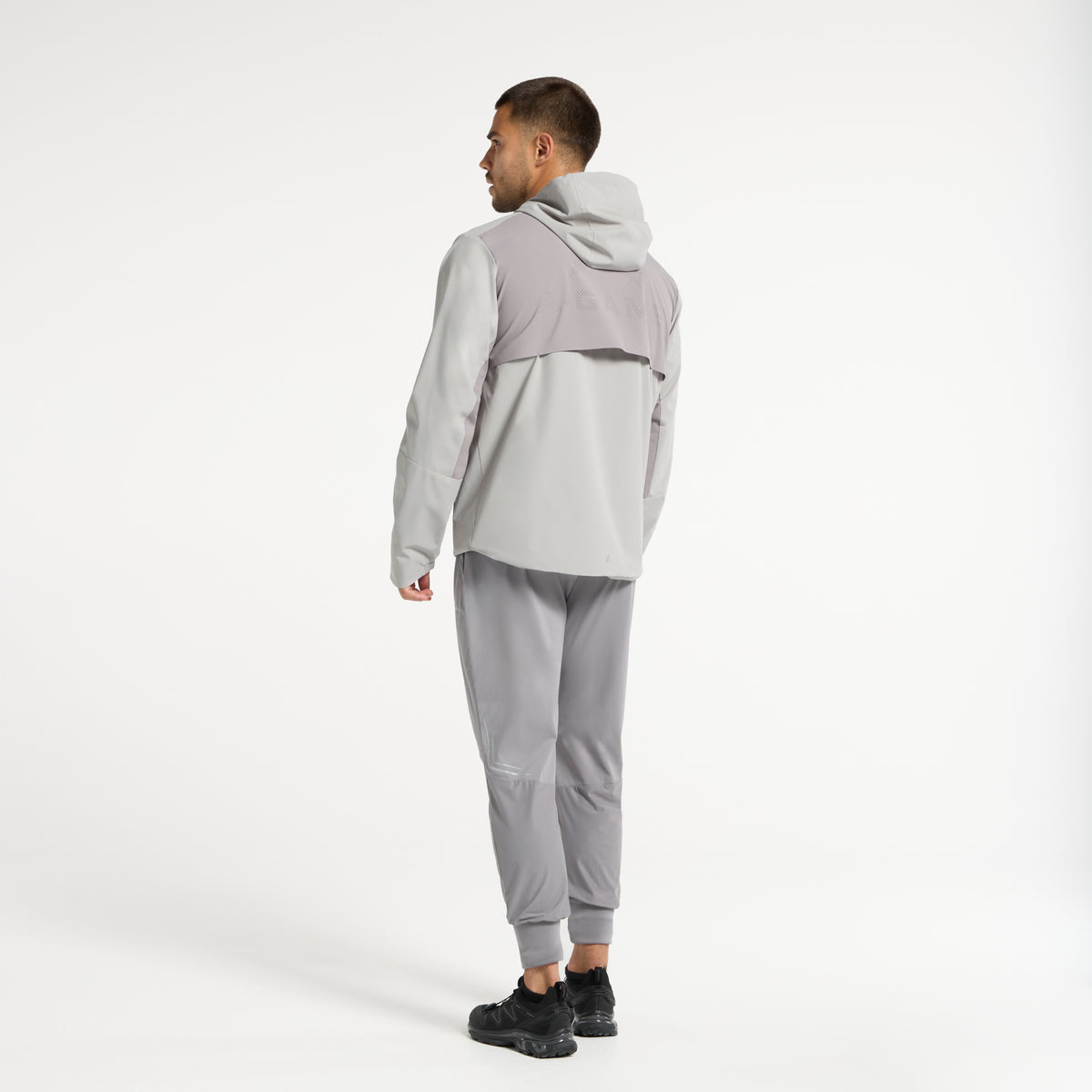 Men's Panelled Lightweight Jacket - Grey / Dk Grey
