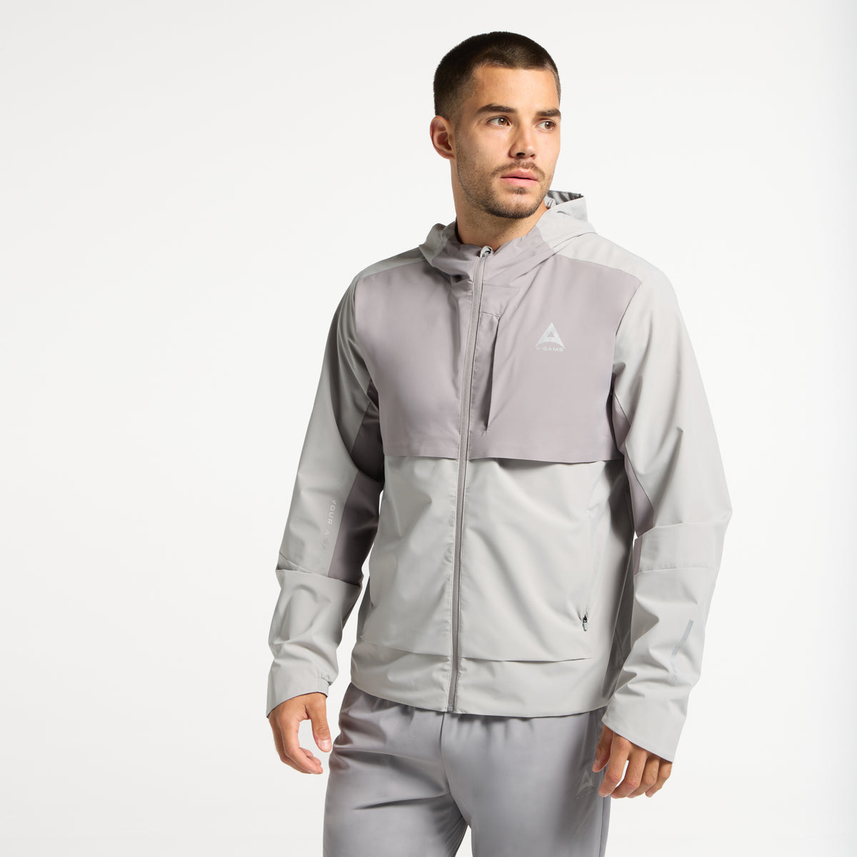 Men's Panelled Lightweight Jacket - Grey / Dk Grey