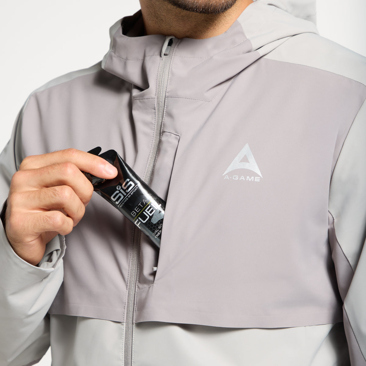 Men's Panelled Lightweight Jacket - Grey / Dk Grey
