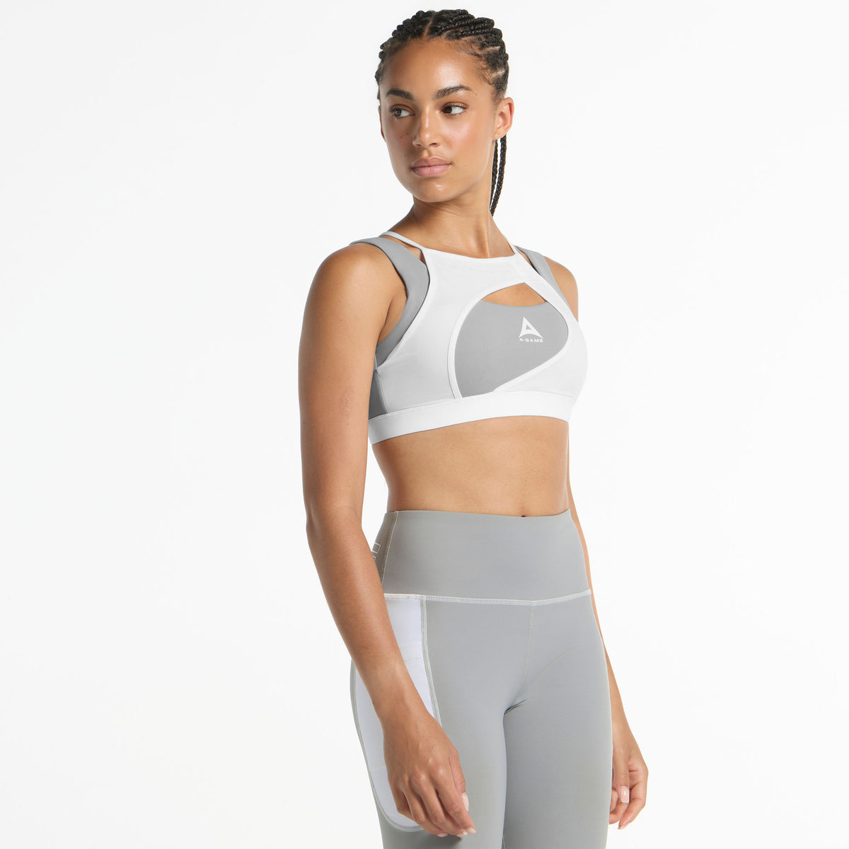 Women's Layered Sports Bra - White/Grey