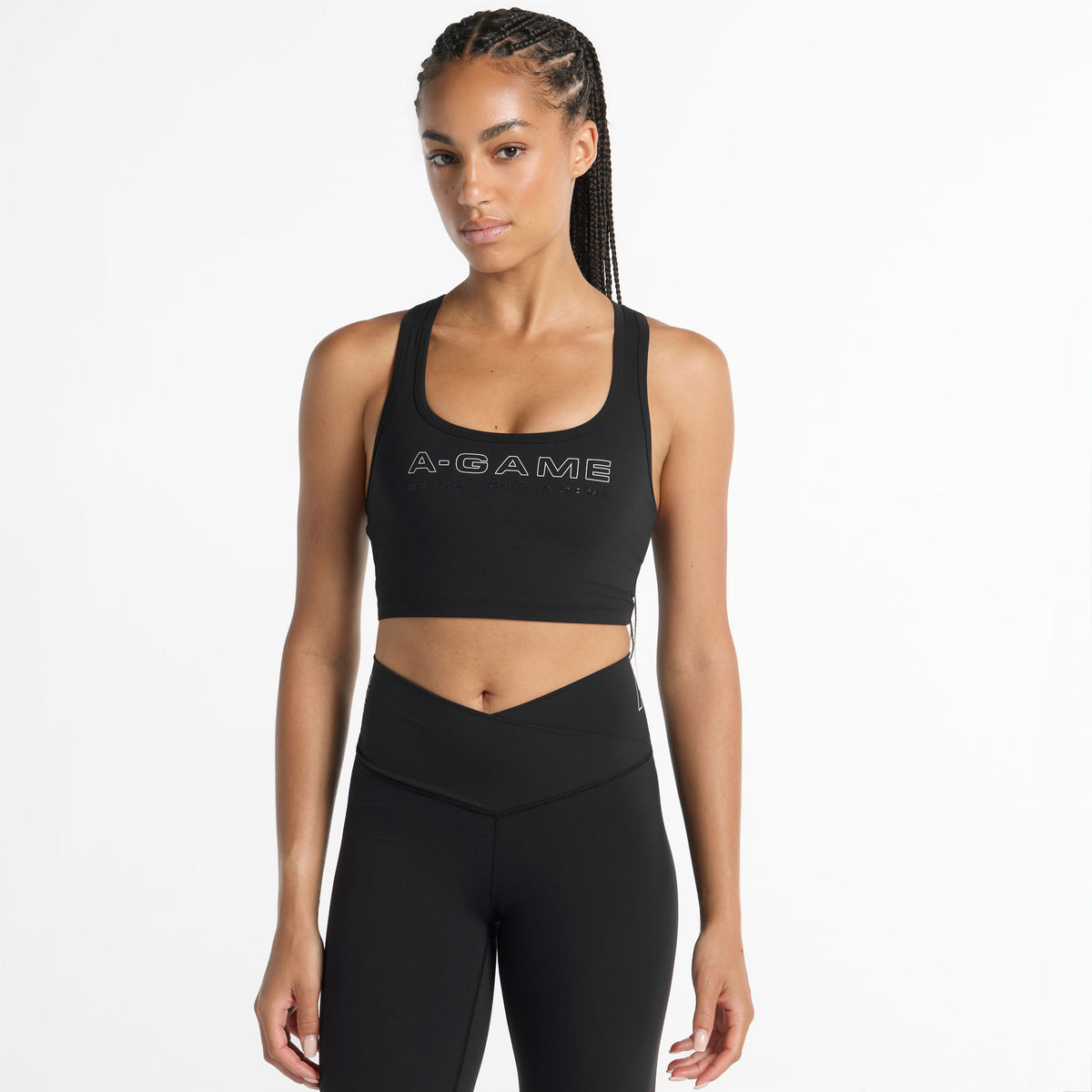 Women's Square Neck Sports Bra - Black
