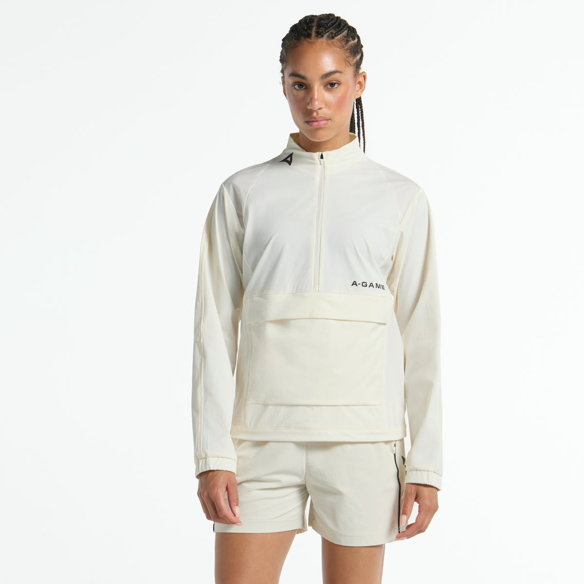 Women's Half Zip Pullover Jacket - Ecru