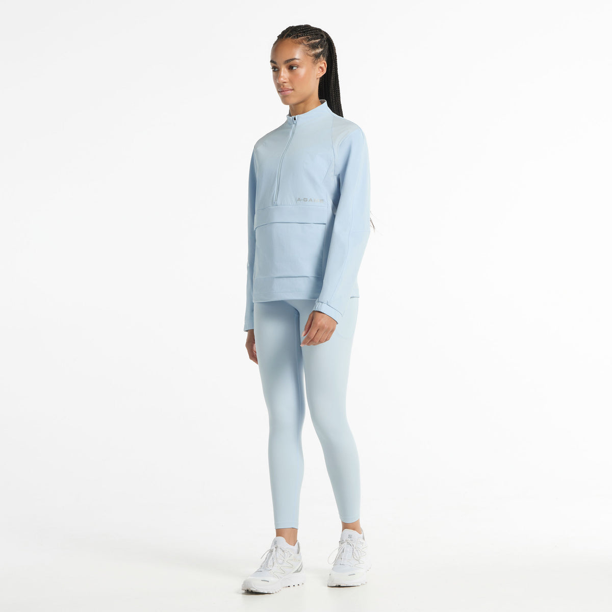 Women's Half Zip Pullover Jacket - Pale Blue