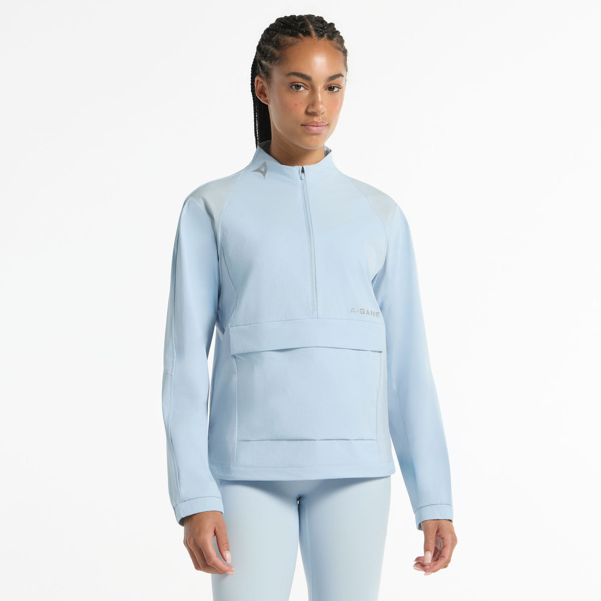 Women's Half Zip Pullover Jacket - Pale Blue