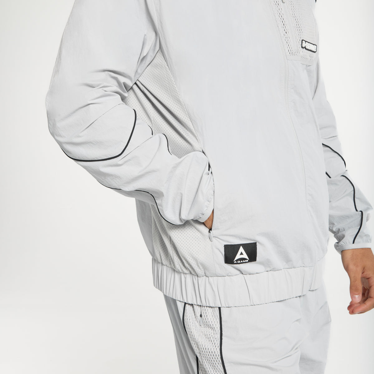 Men's Woven Tech Track Jacket - Grey