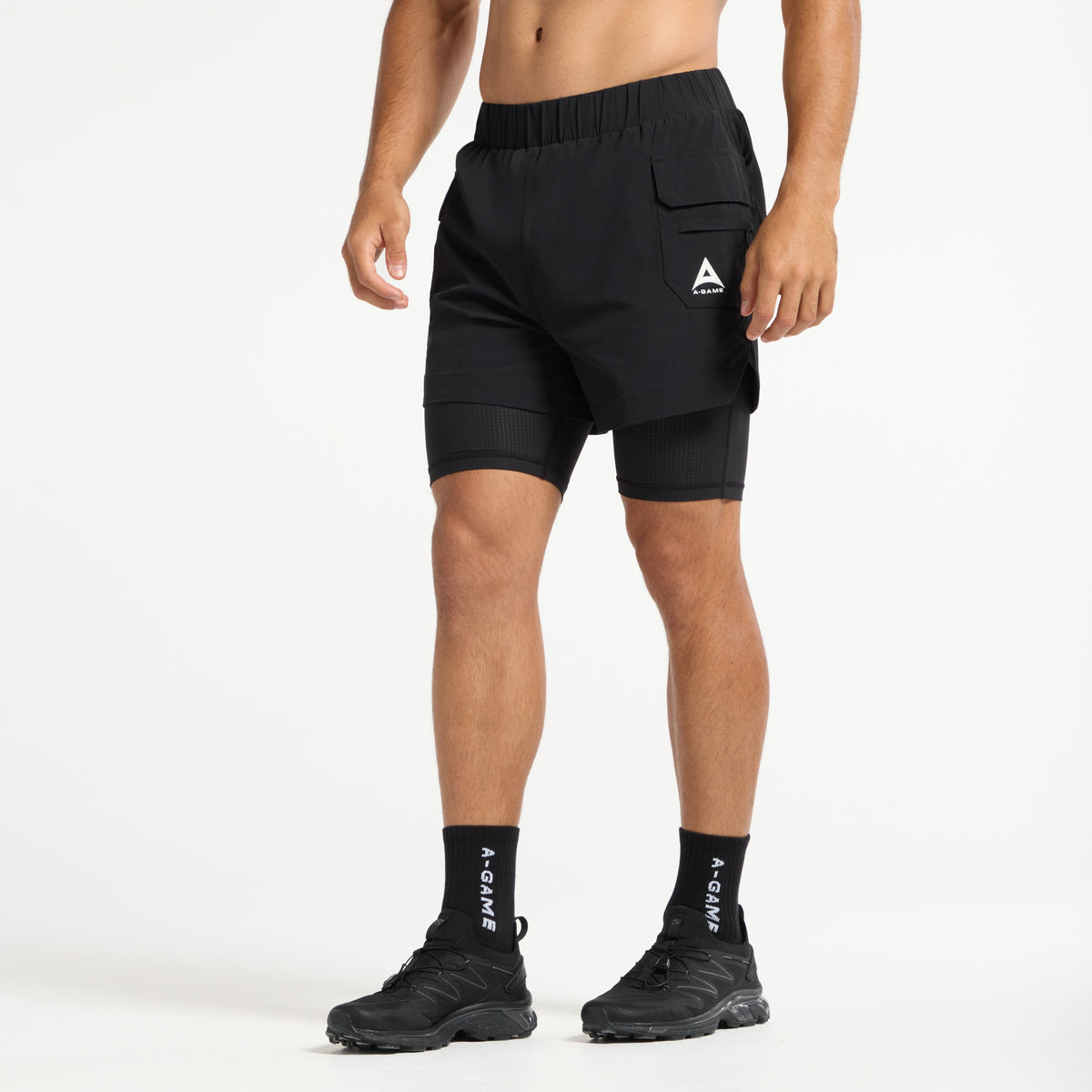 Men's 2-in-1 Cargo Shorts - Black