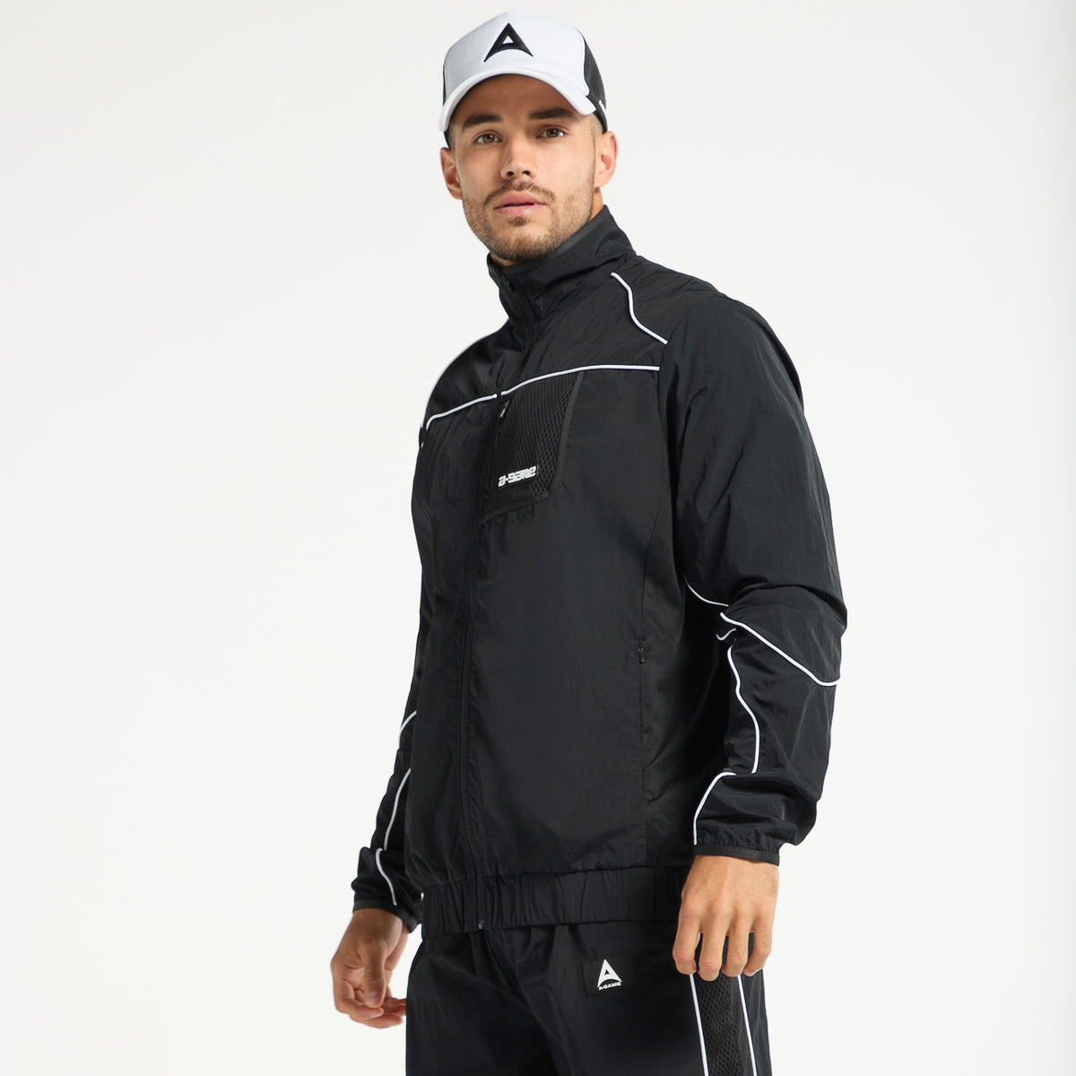 Men's Woven Tech Track Jacket - Black