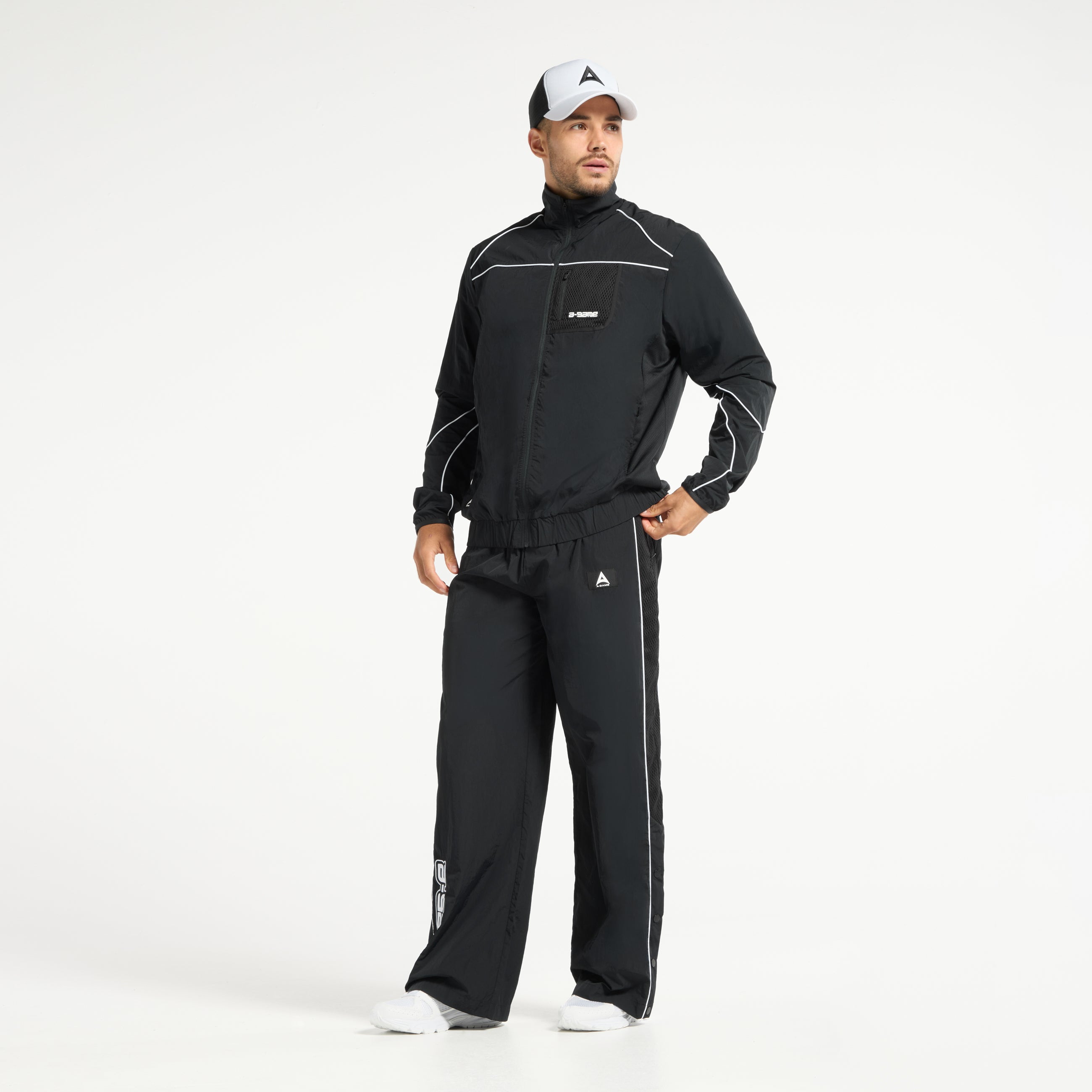 Men's Woven Tech Track Jacket - Black
