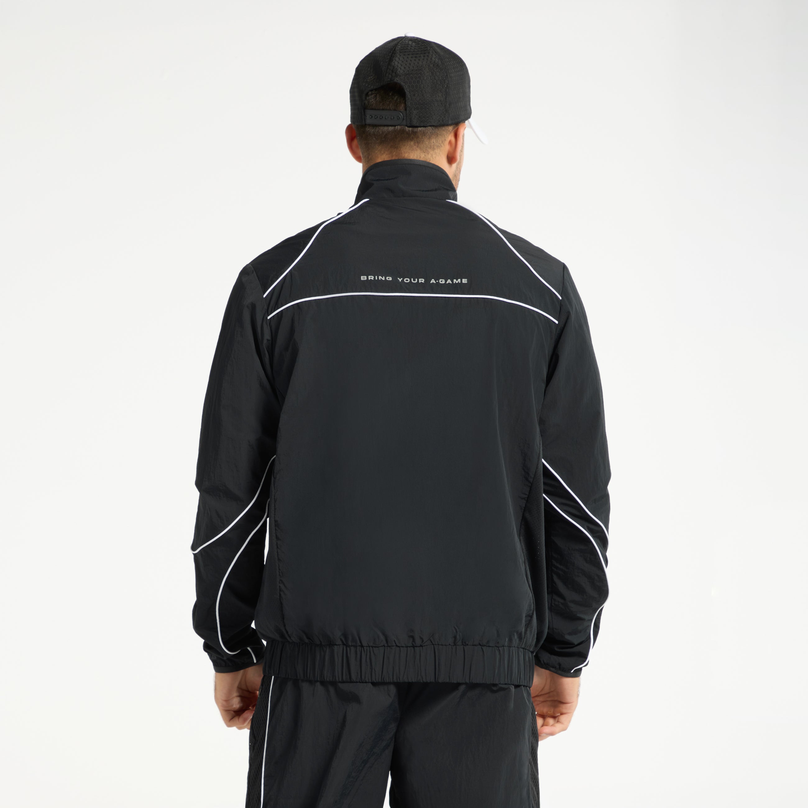 Men's Woven Tech Track Jacket - Black