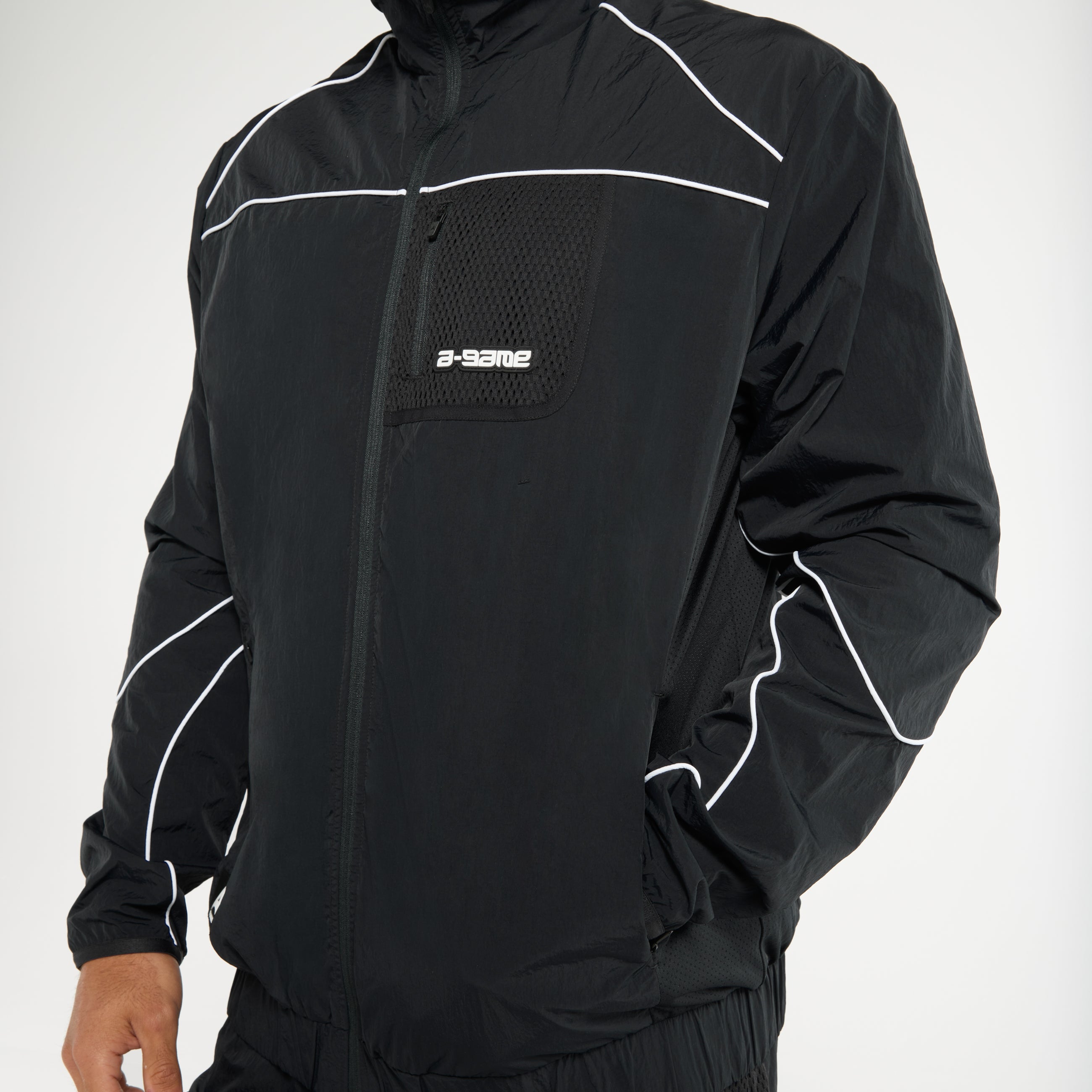 Men's Woven Tech Track Jacket - Black