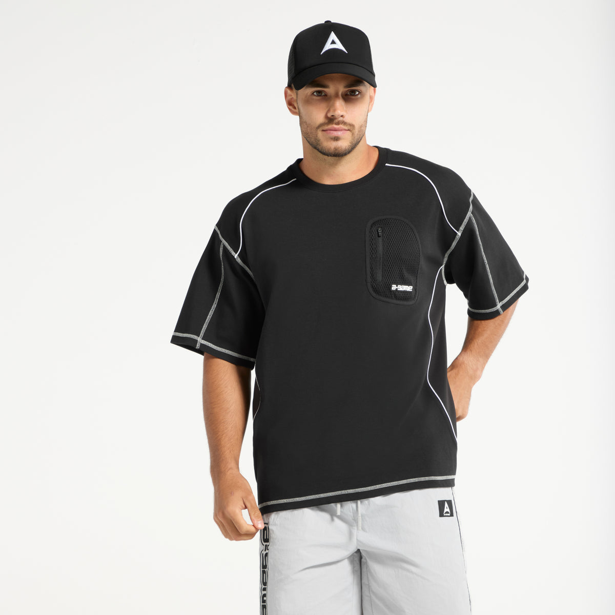 Men's Seam Detail Tech T-Shirt - Black