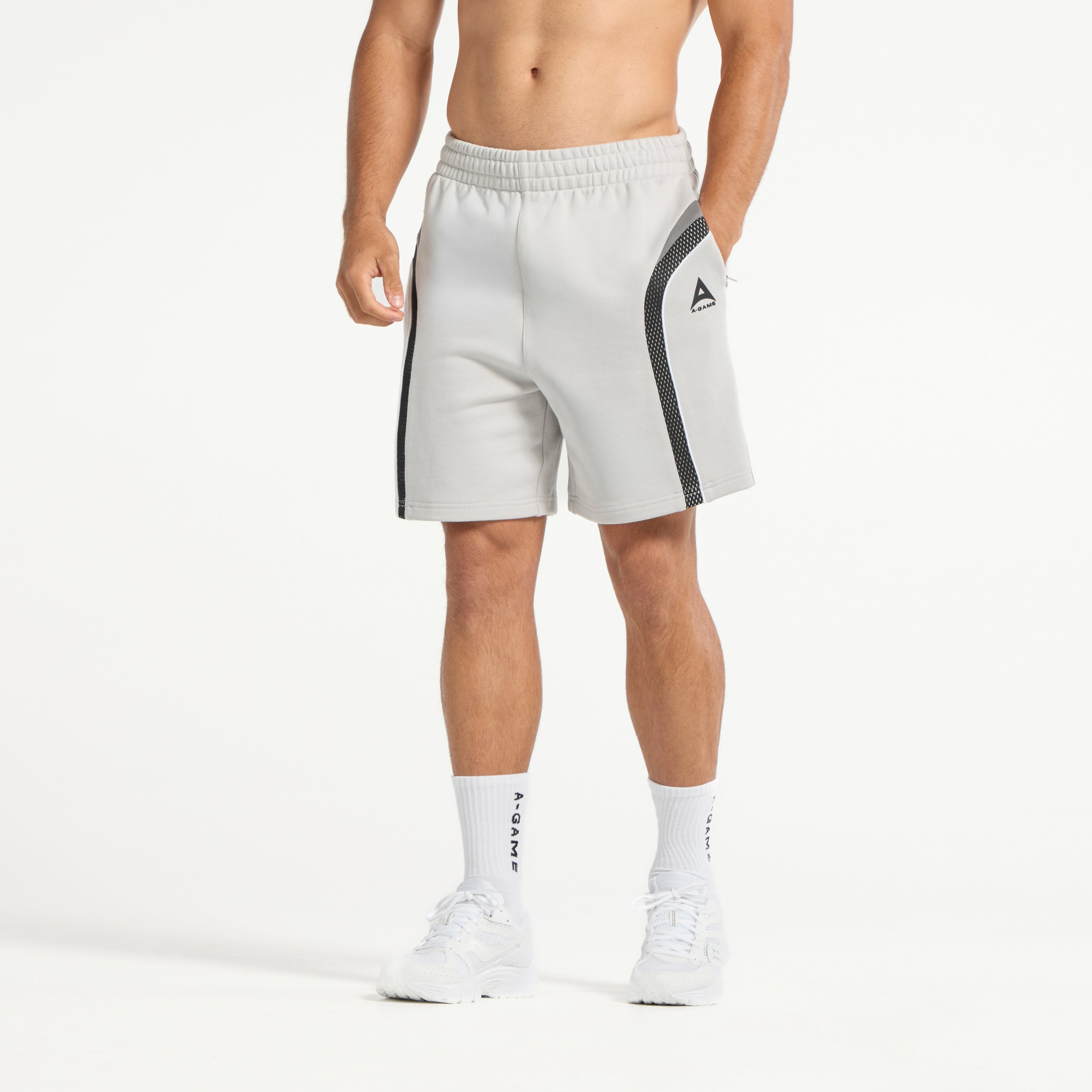 Men's Mesh Panelled Sweat Shorts - Grey / Black