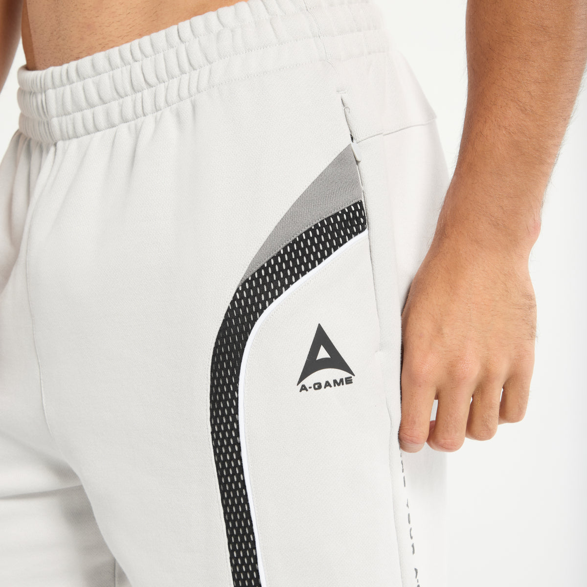 Men's Mesh Panelled Sweat Shorts - Grey / Black