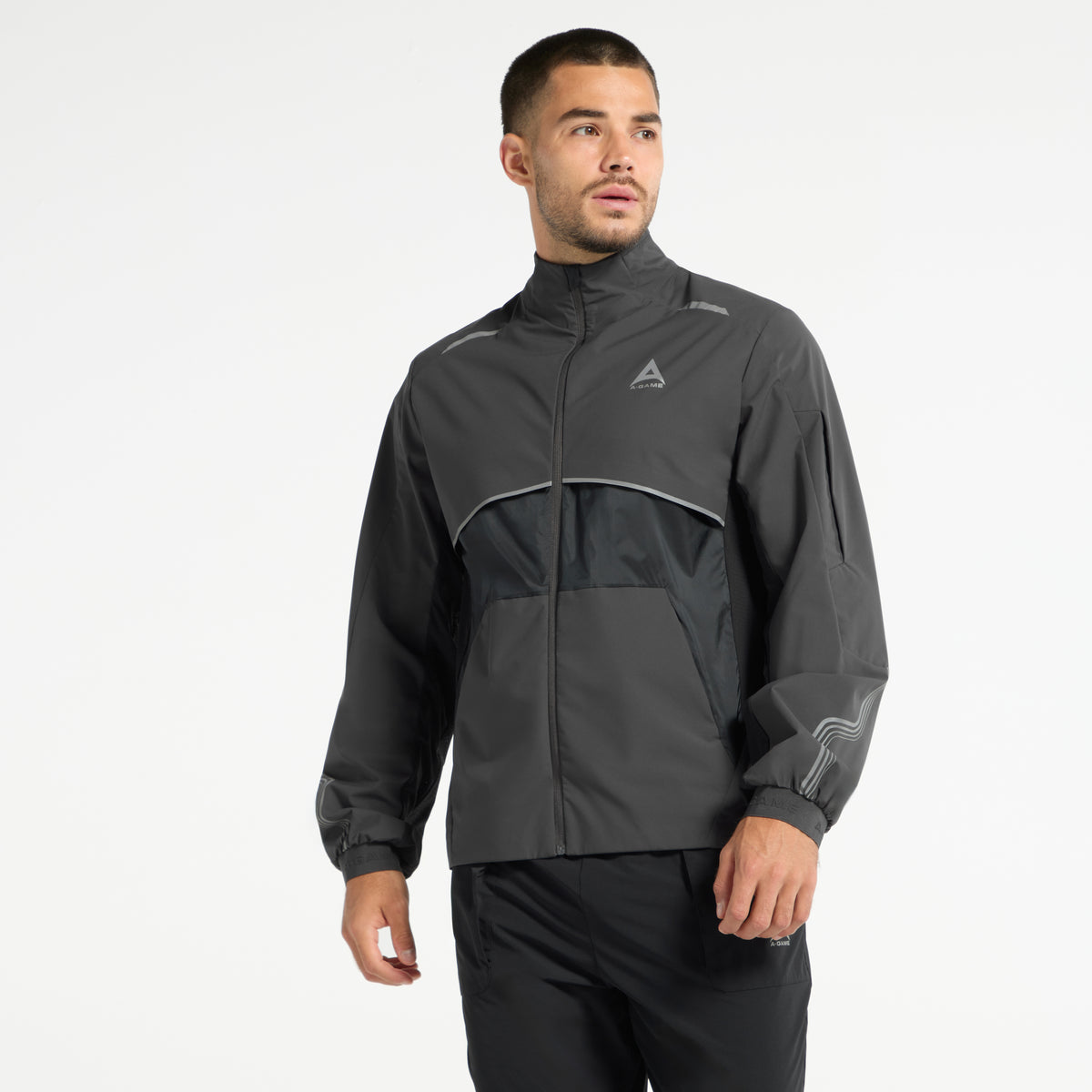 Men's Lightweight Windbreaker Jacket - Dk Charcoal / Black