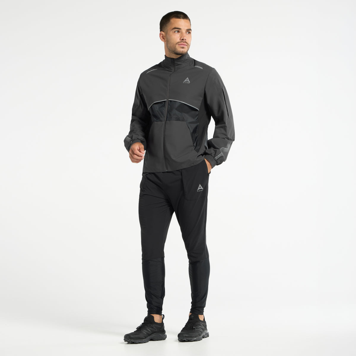 Men's Lightweight Windbreaker Jacket - Dk Charcoal / Black