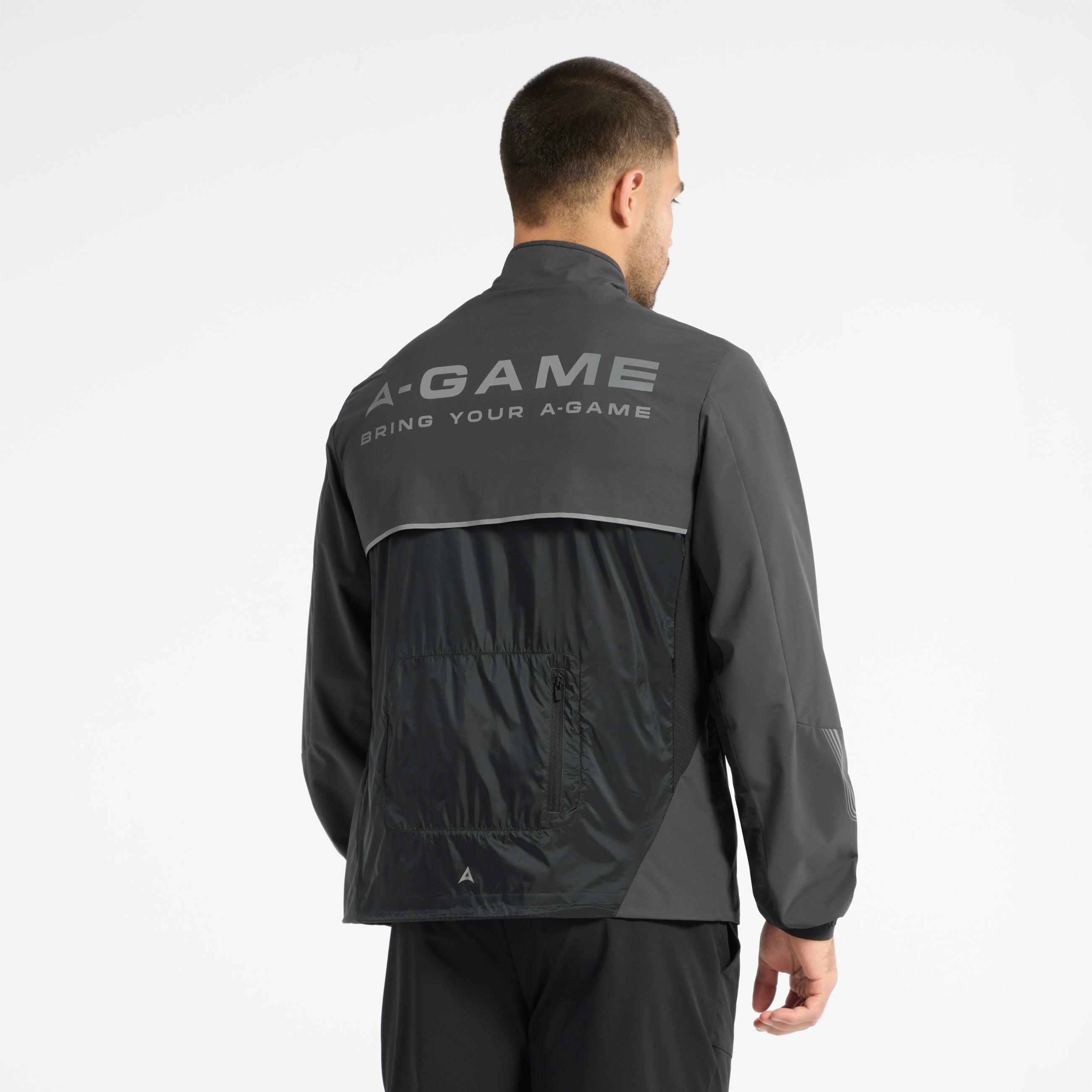Men's Lightweight Windbreaker Jacket - Dk Charcoal / Black