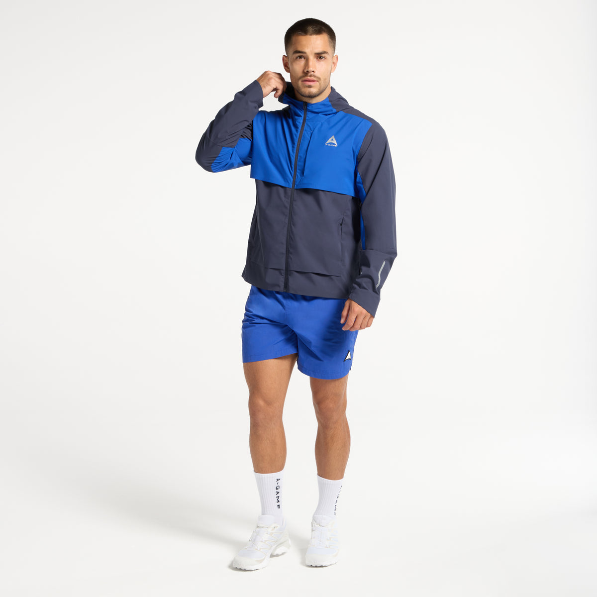 Men's Panelled Lightweight Jacket - Navy / Cobalt Blue