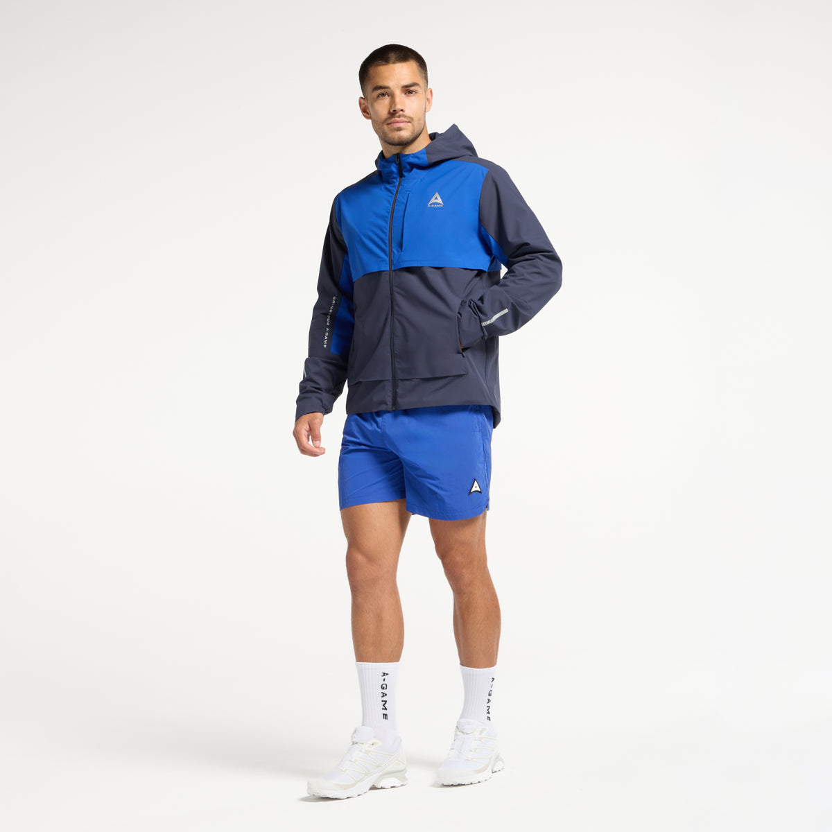 Men's Panelled Lightweight Jacket - Navy / Cobalt Blue
