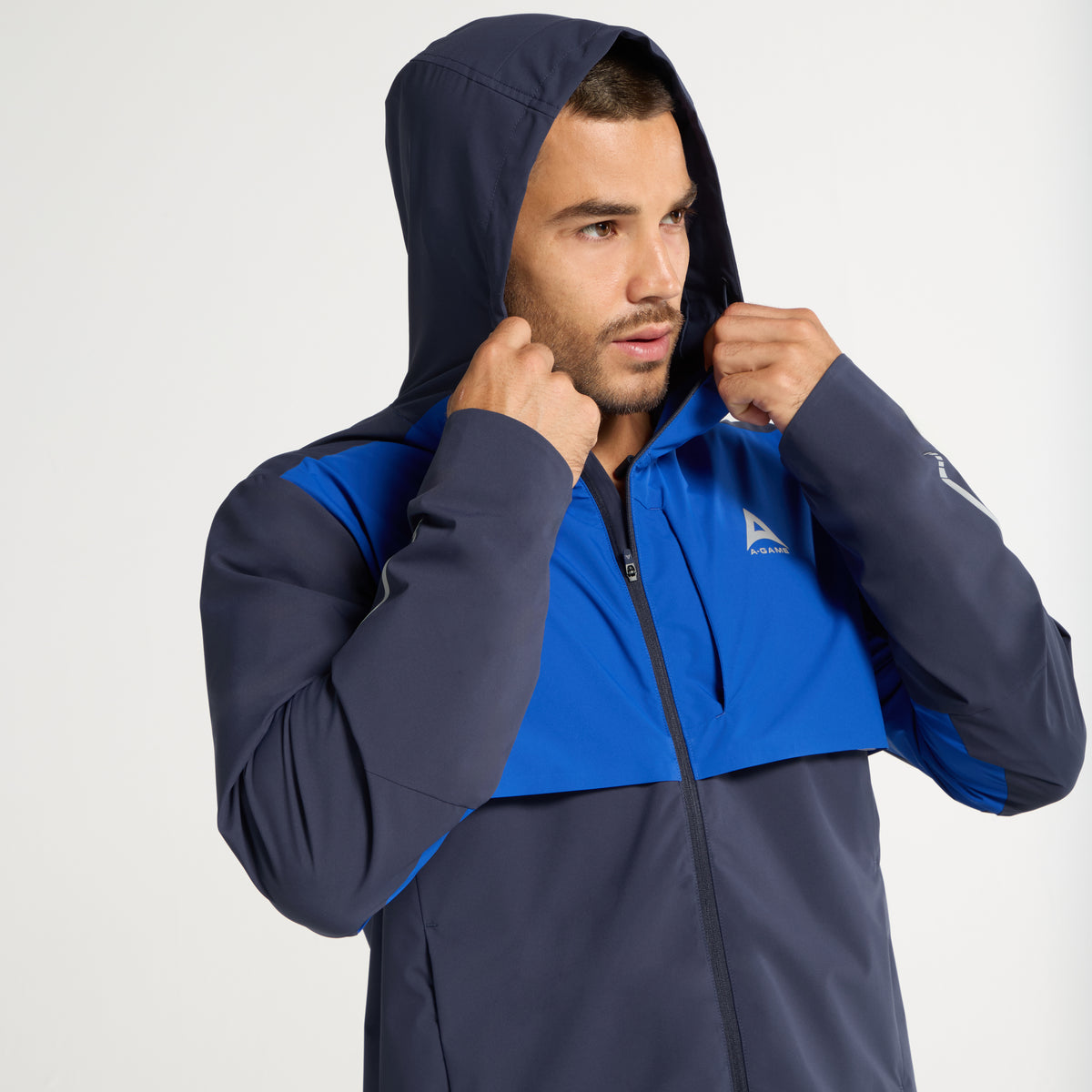 Men's Panelled Lightweight Jacket - Navy / Cobalt Blue