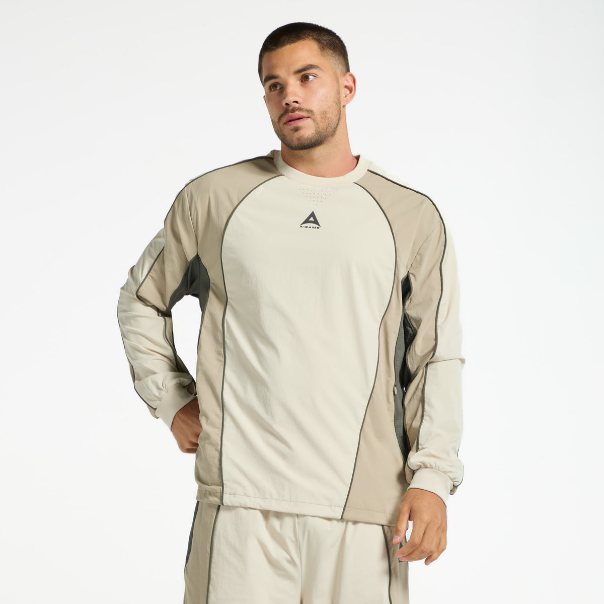 Men's Textured Sweatshirt - Beige / Mid Brown