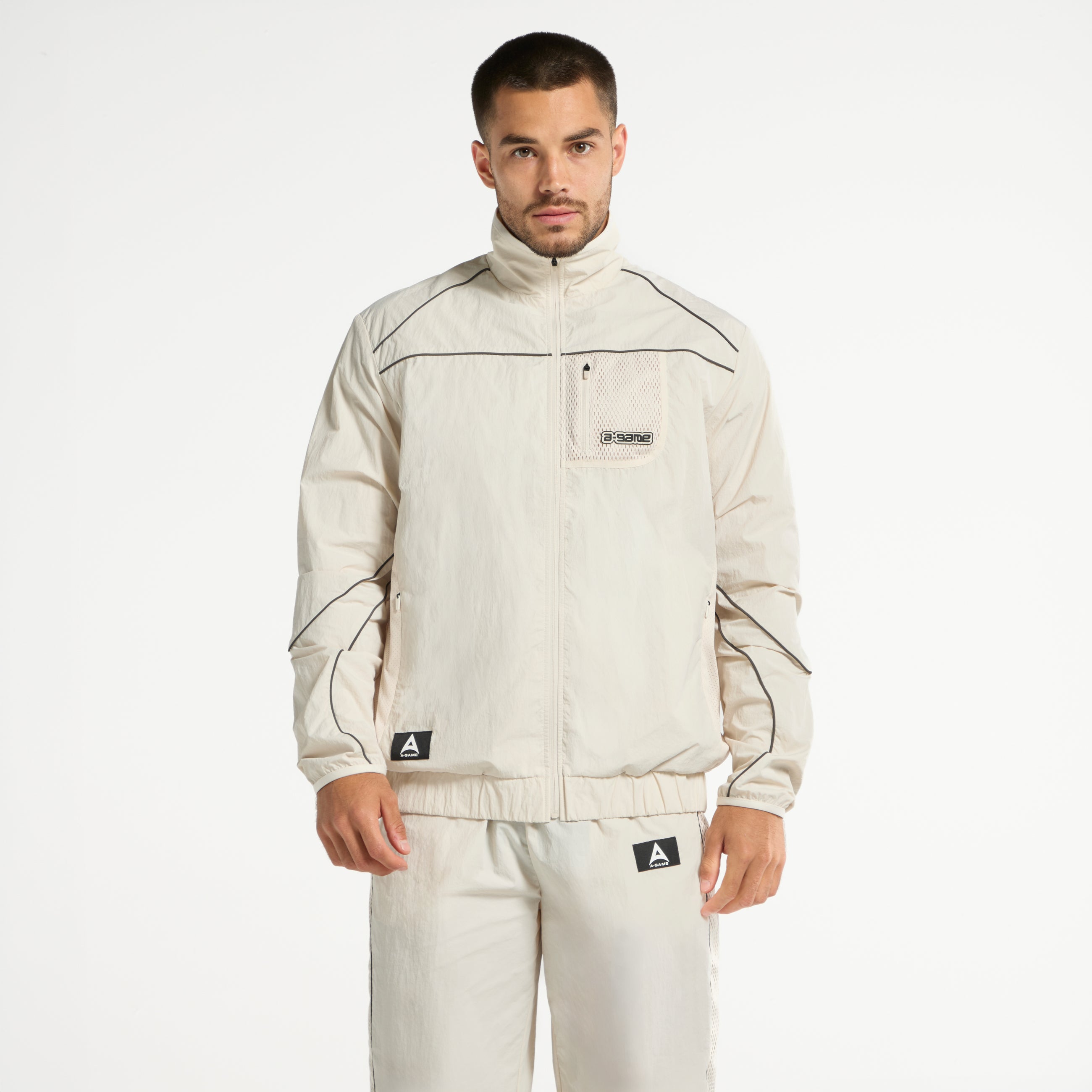 Men's Woven Tech Track Jacket - Beige