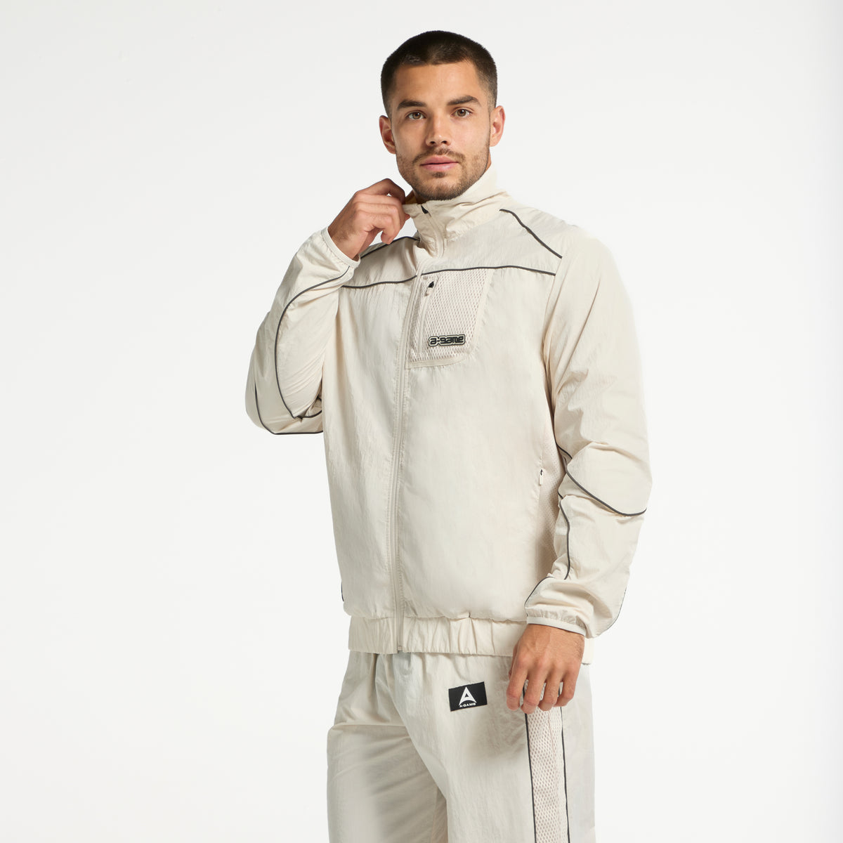 Men's Woven Tech Track Jacket - Beige
