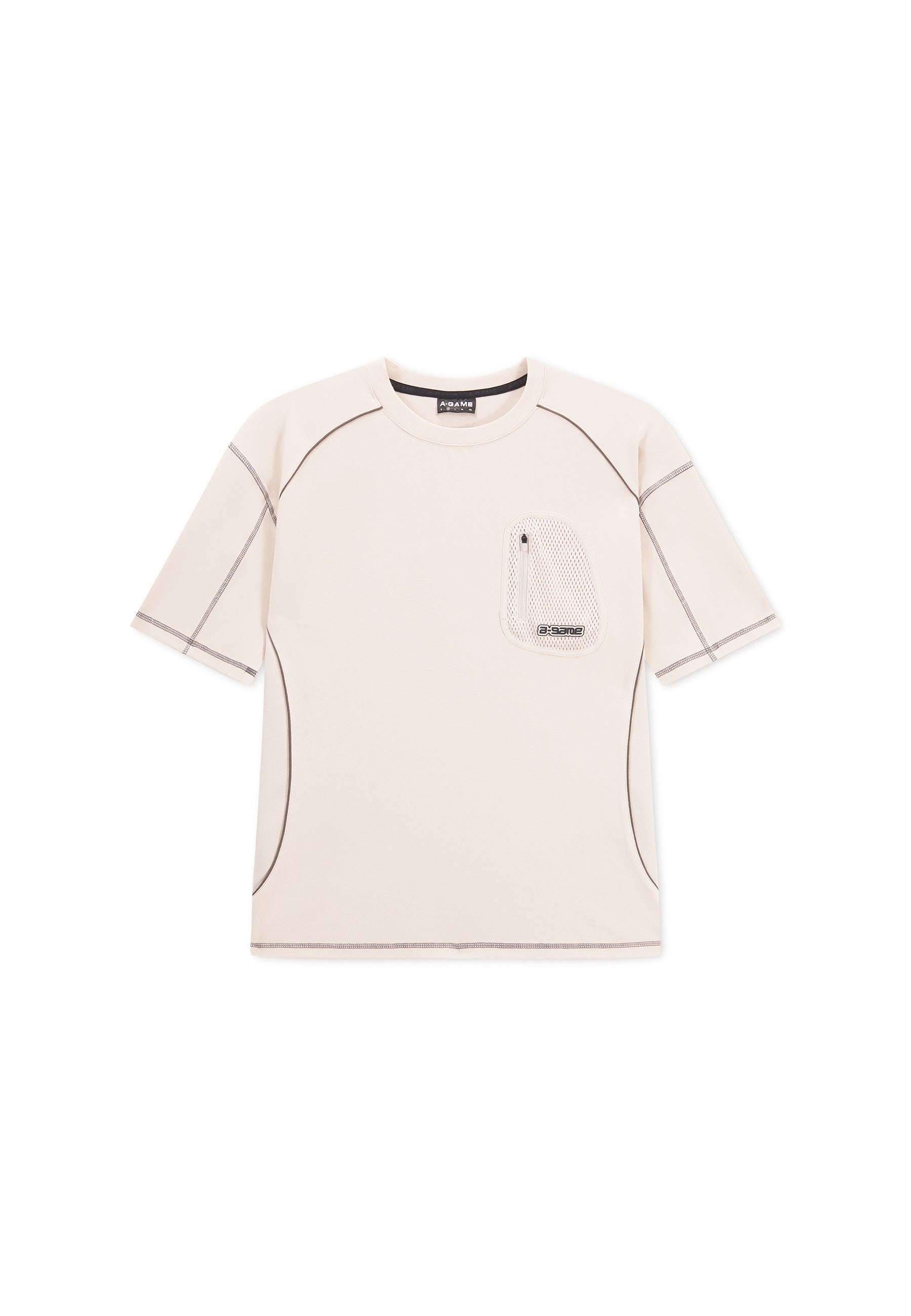 Men's Seam Detail Tech T-Shirt - Beige