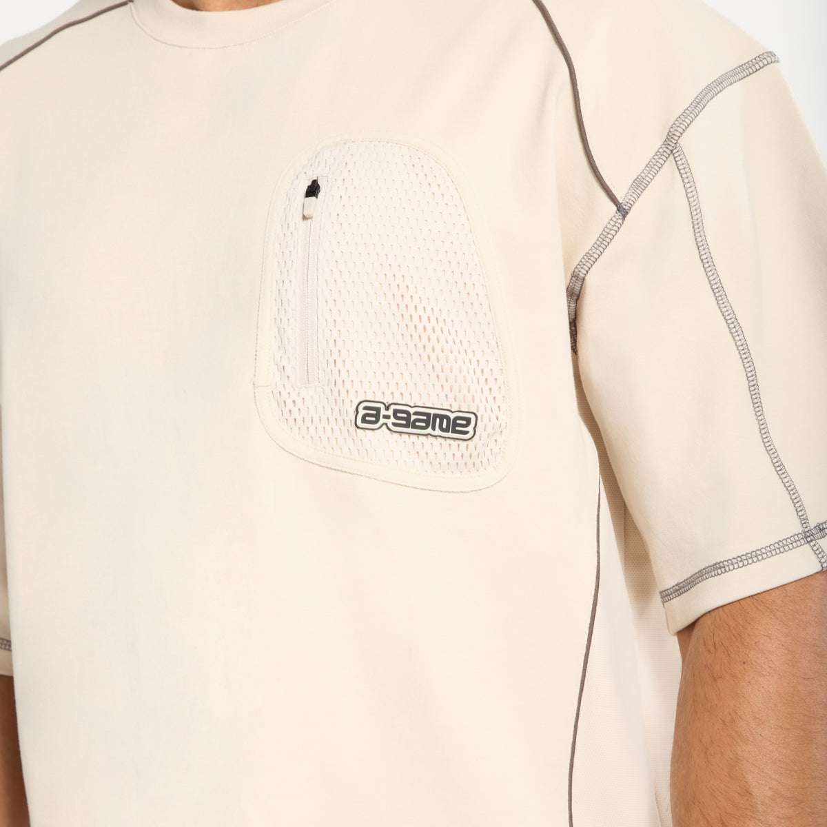 Men's Seam Detail Tech T-Shirt - Beige