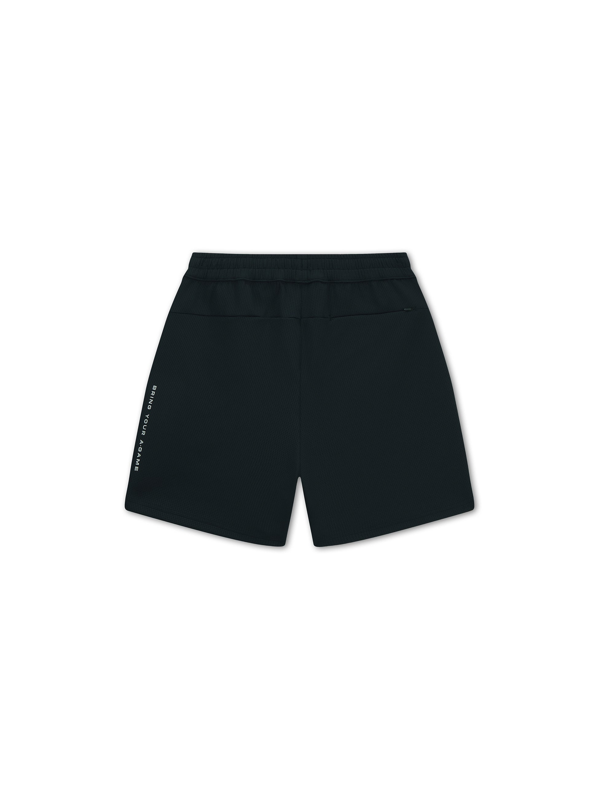 MENS LIFEWEAR WAFFLE TECH SHORTS - BLACK