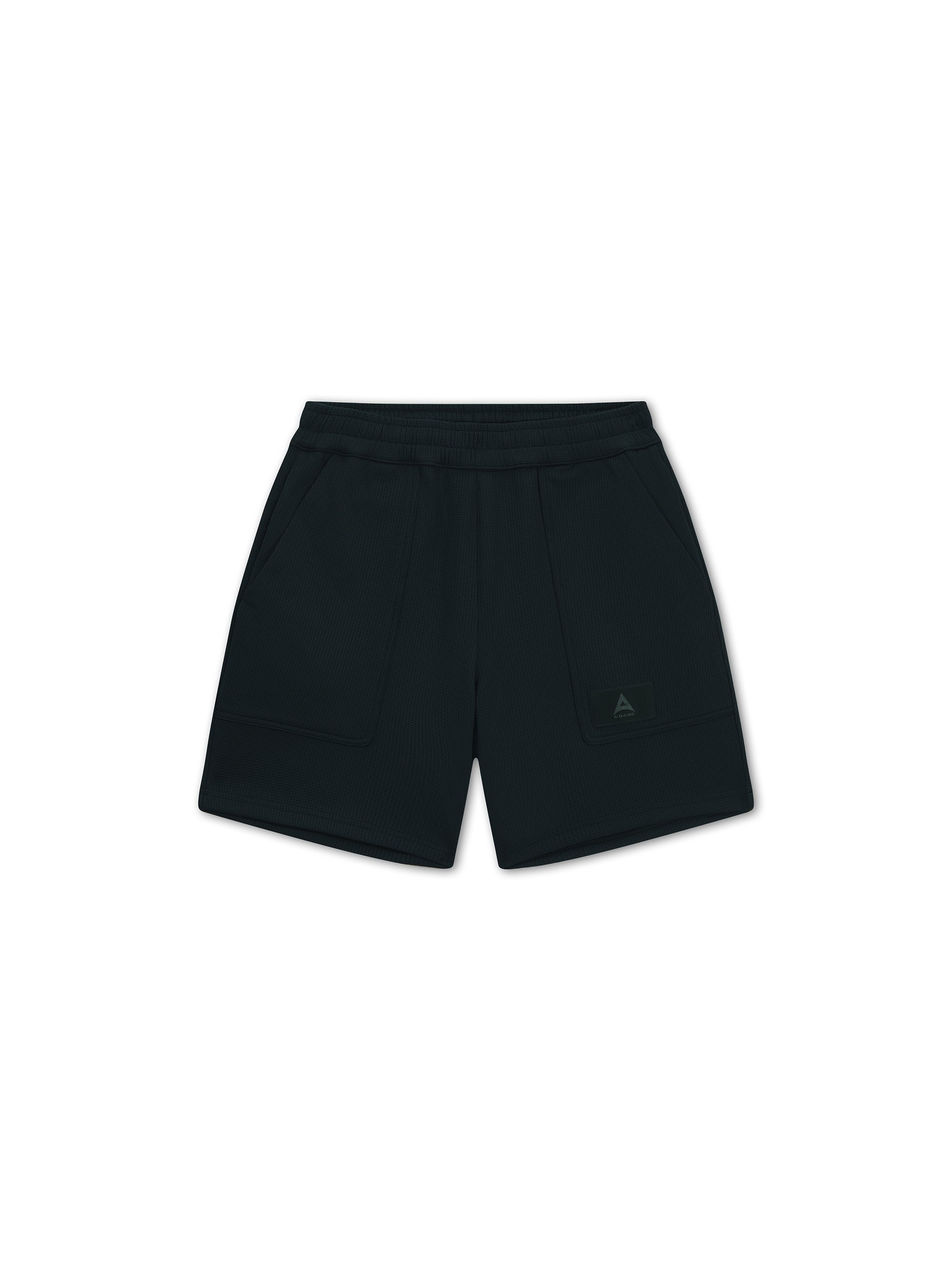 MENS LIFEWEAR WAFFLE TECH SHORTS - BLACK