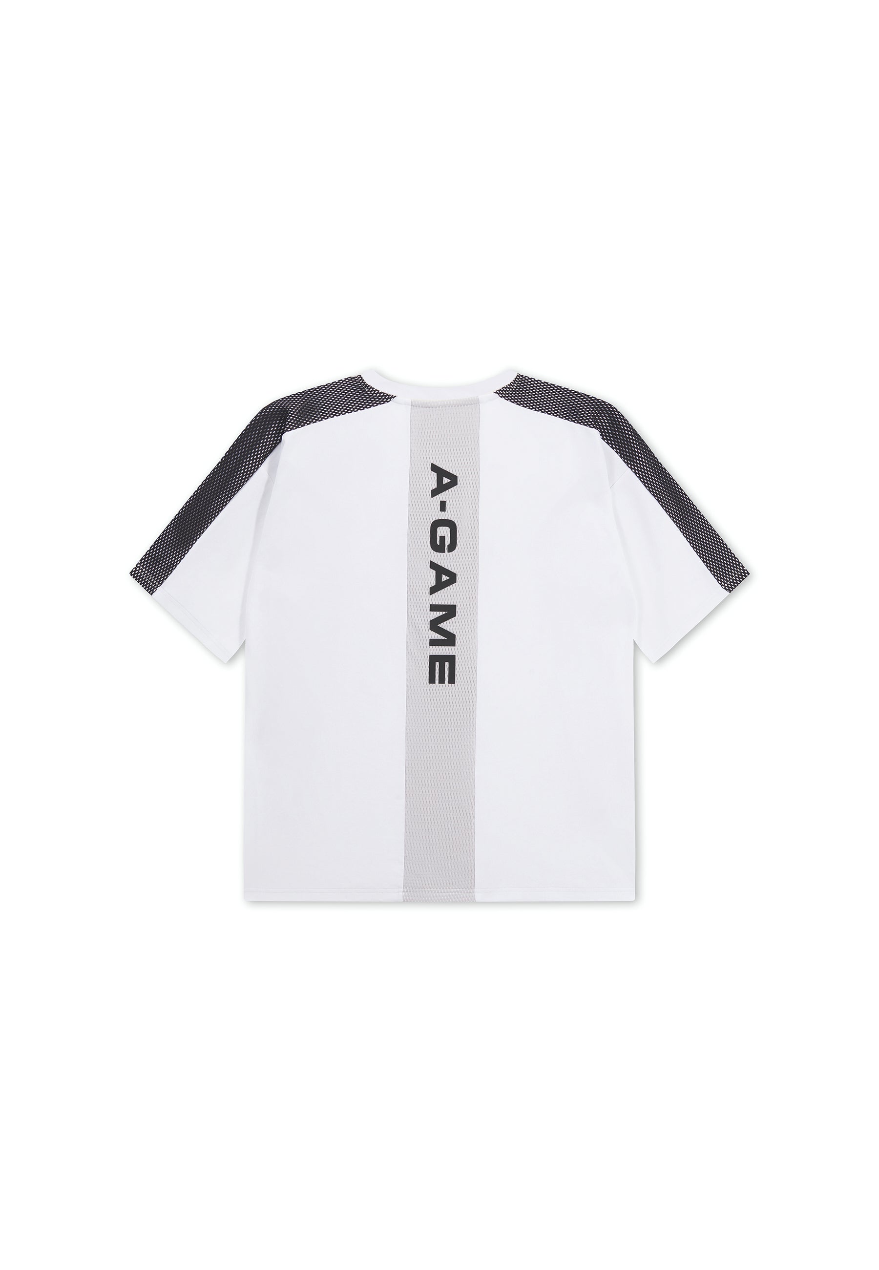 MENS LIFEWEAR PANELLED MESH SPORT T-SHIRT - WHITE / CHARCOAL