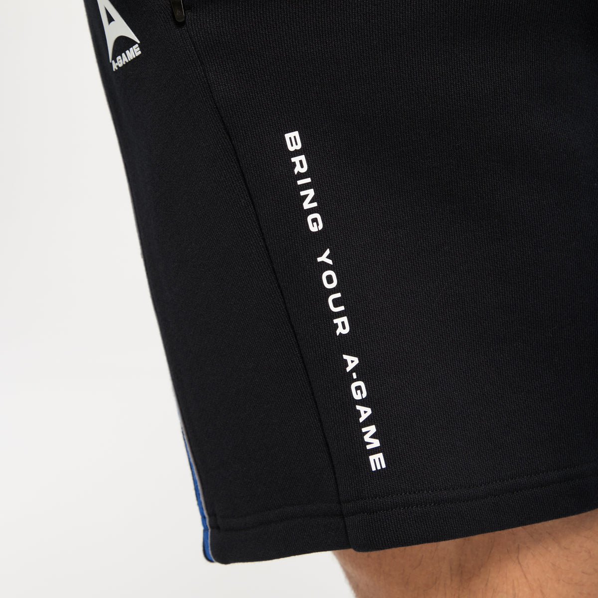 Men's Mesh Panelled Sweat Shorts - Black / Cobalt Blue