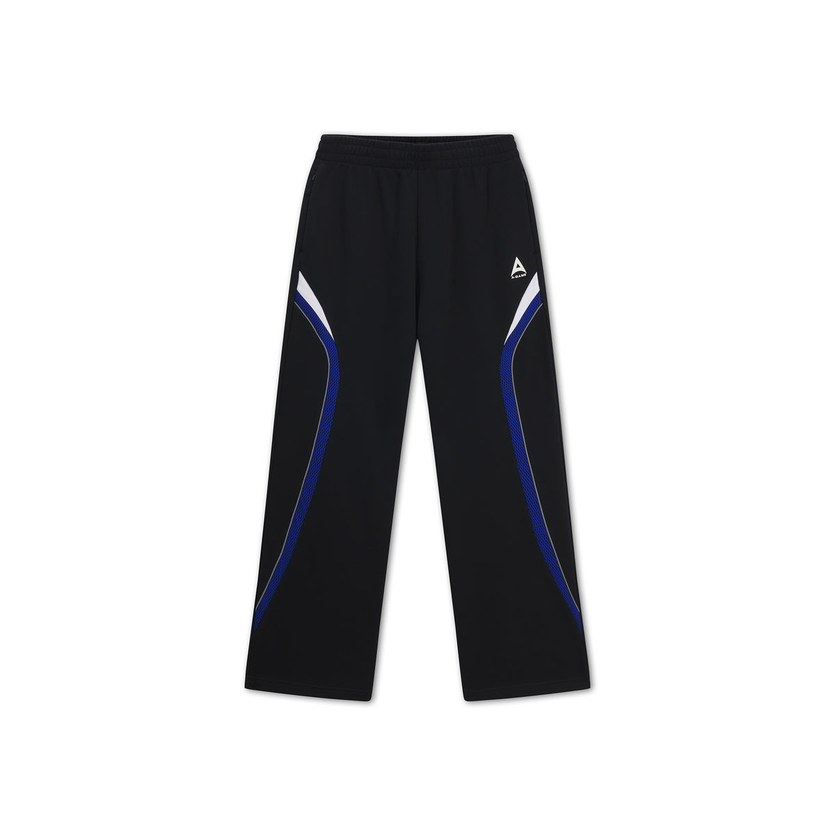 Men's Mesh Panelled Straight Leg Sweat Pants - Black / Cobalt Blue