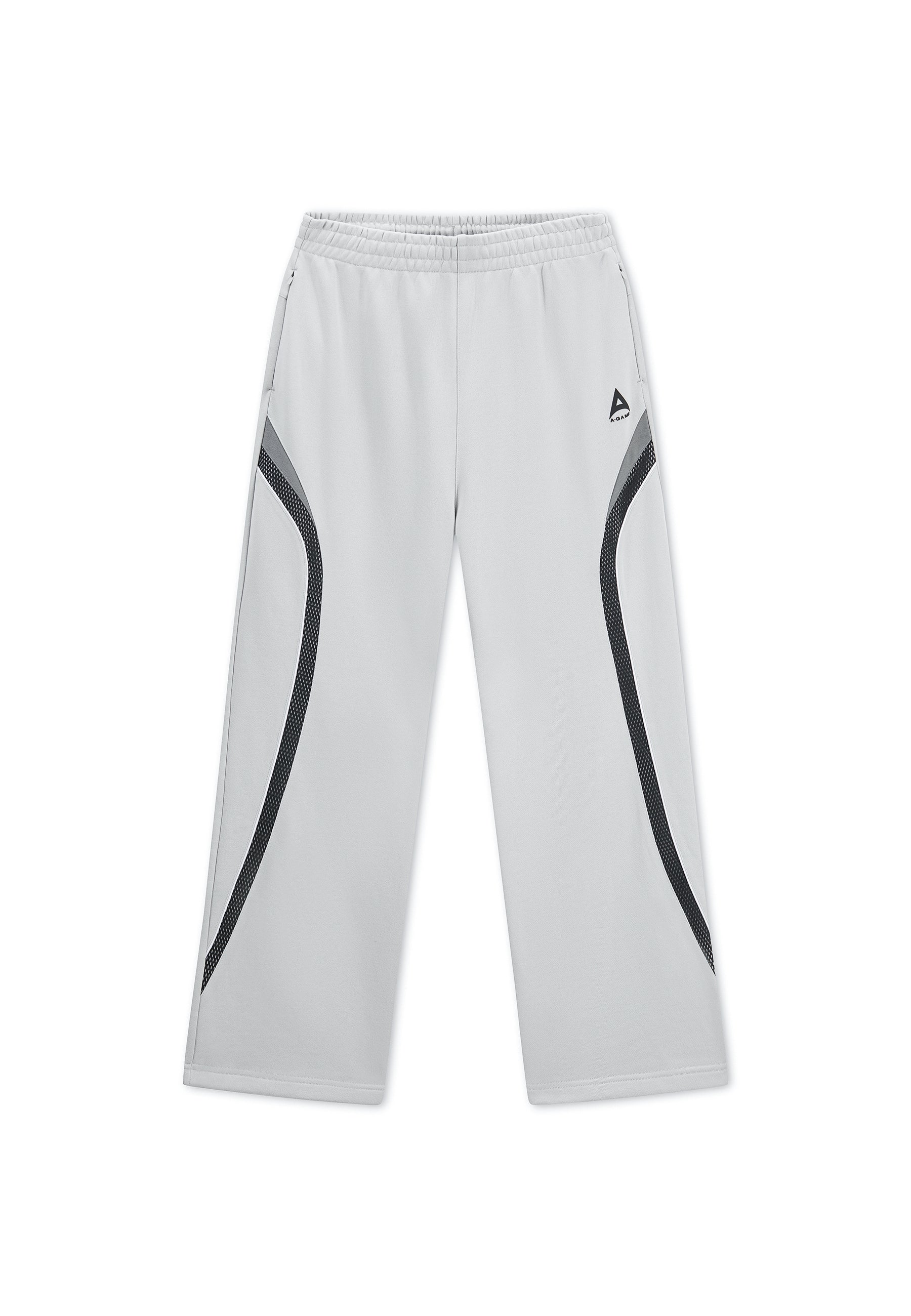 MENS LIFEWEAR MESH PANELLED STRAIGHT LEG SWEAT PANTS - GREY / BLACK