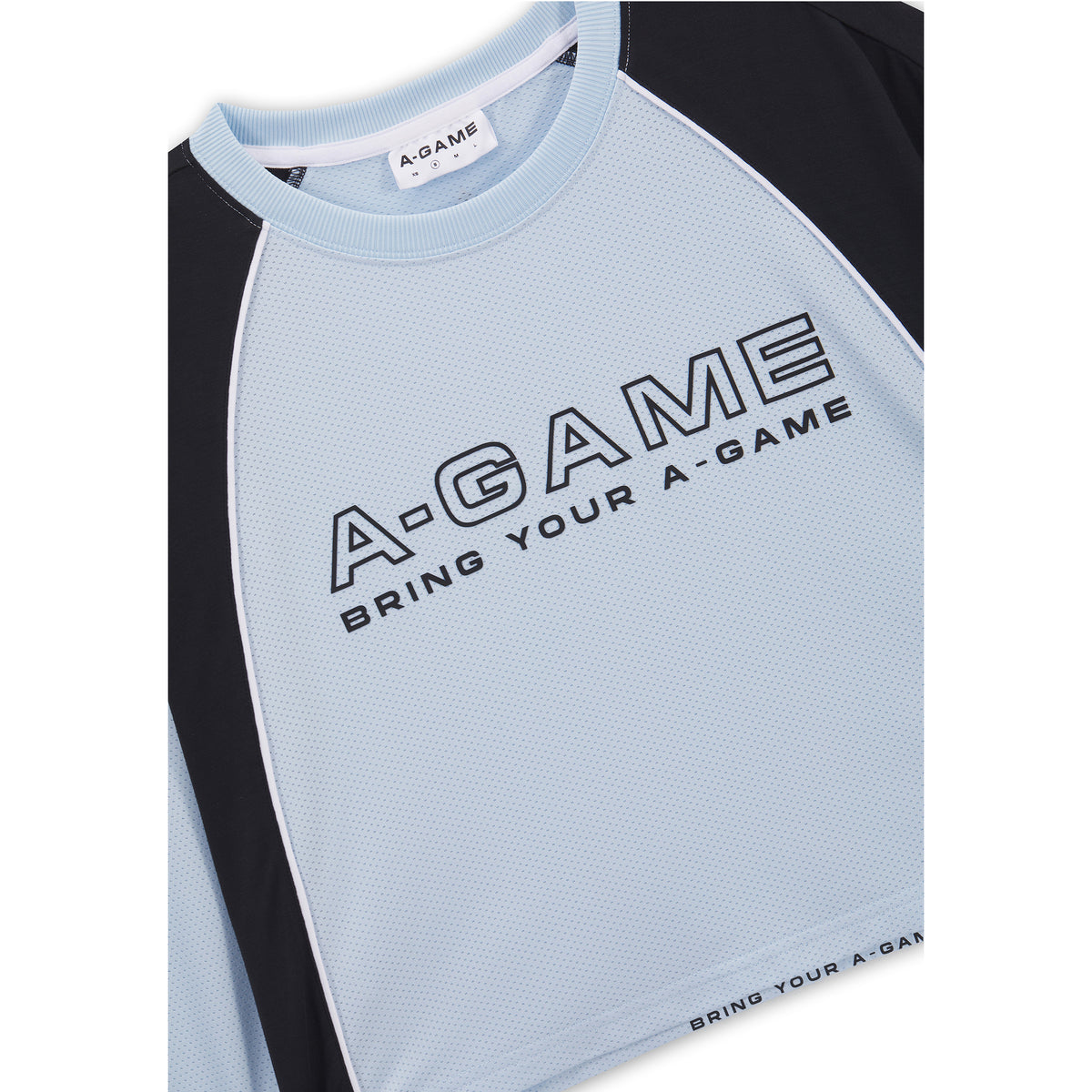 Women's Cropped Mesh Panel T-Shirt - Pale Blue