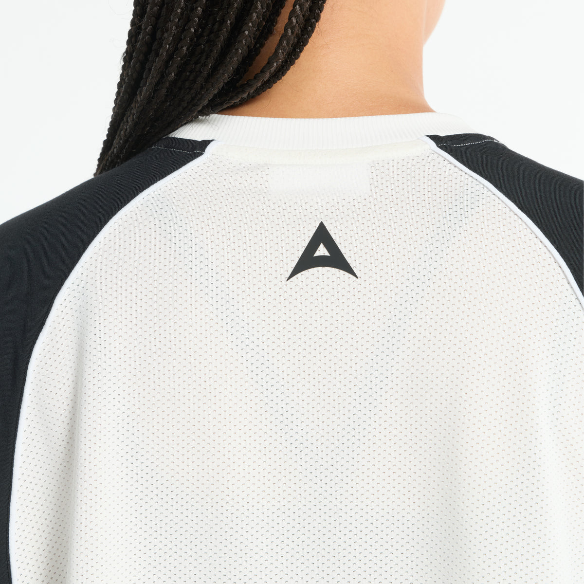 Women's Cropped Mesh Panel T-Shirt - Ecru