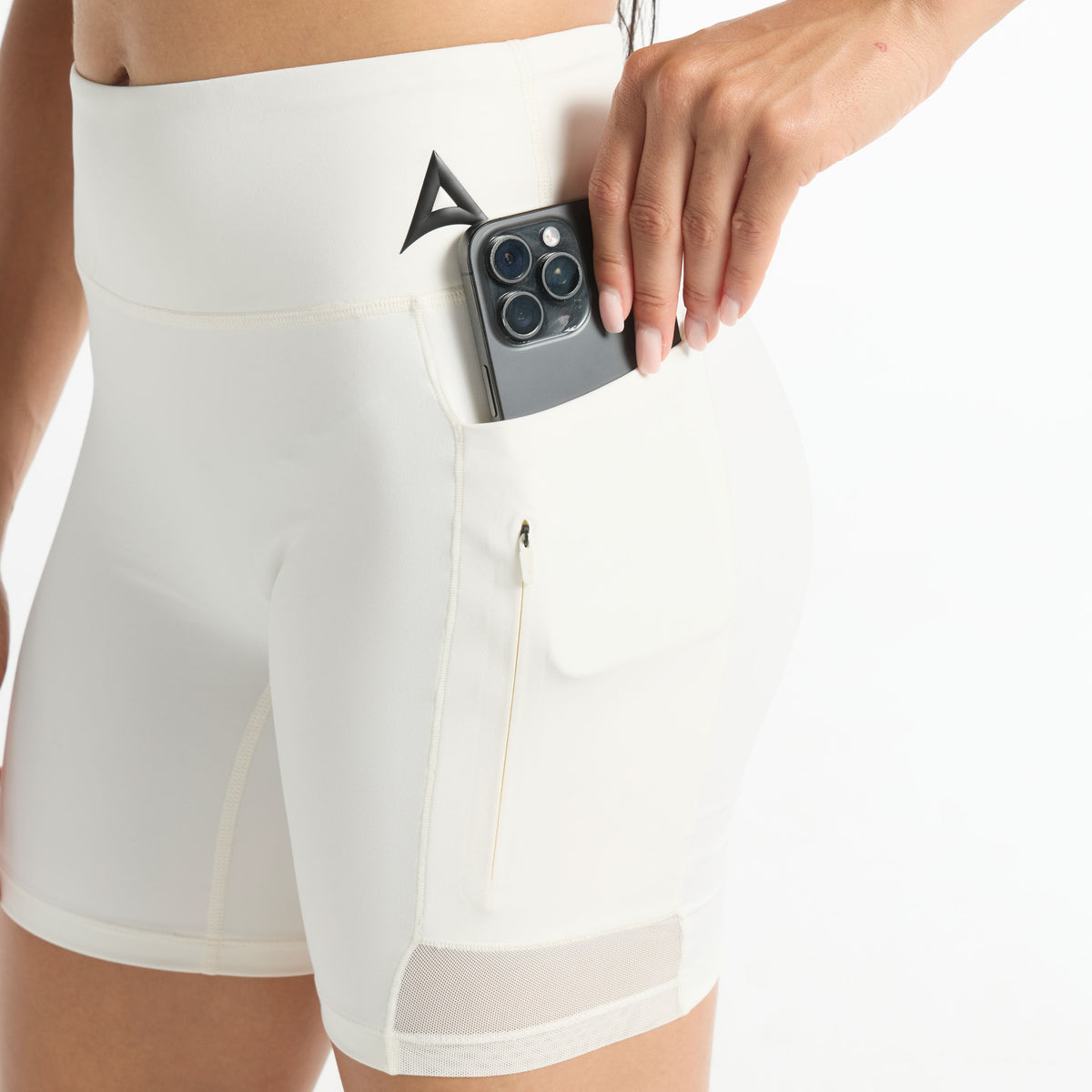 Women's Reflective Running Shorts - Ecru