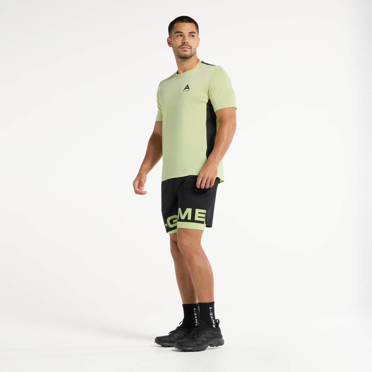 Men's 2-in-1 Shorts - Black/Lime