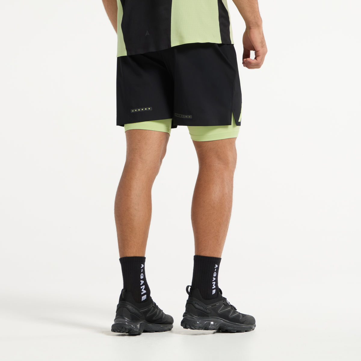 Men's 2-in-1 Shorts - Black/Lime