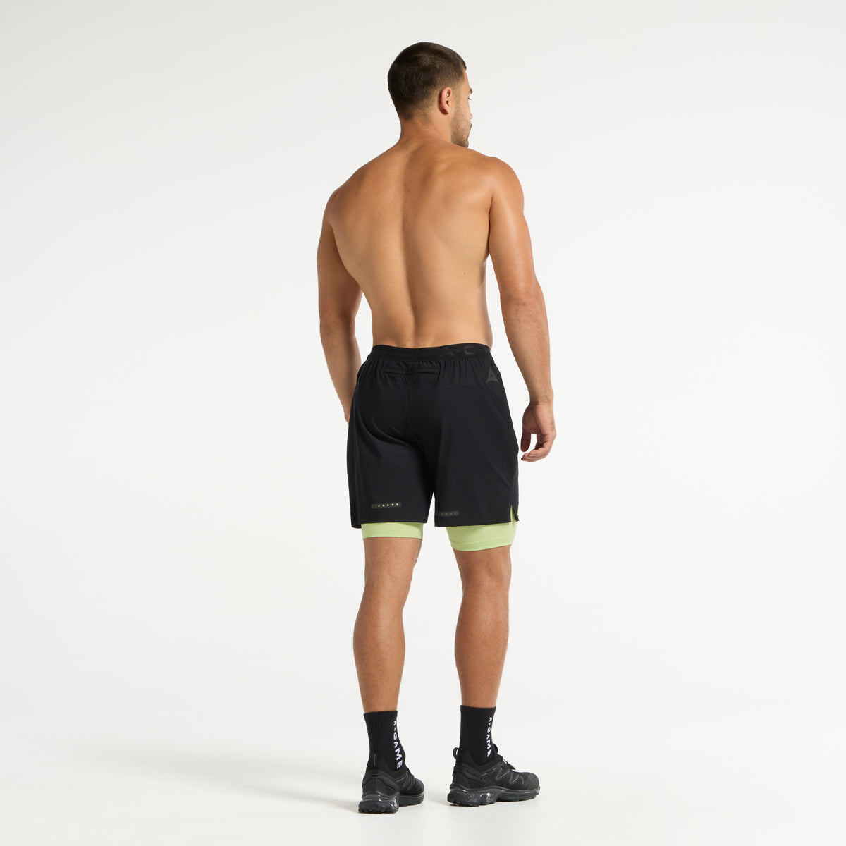 Men's 2-in-1 Shorts - Black/Lime