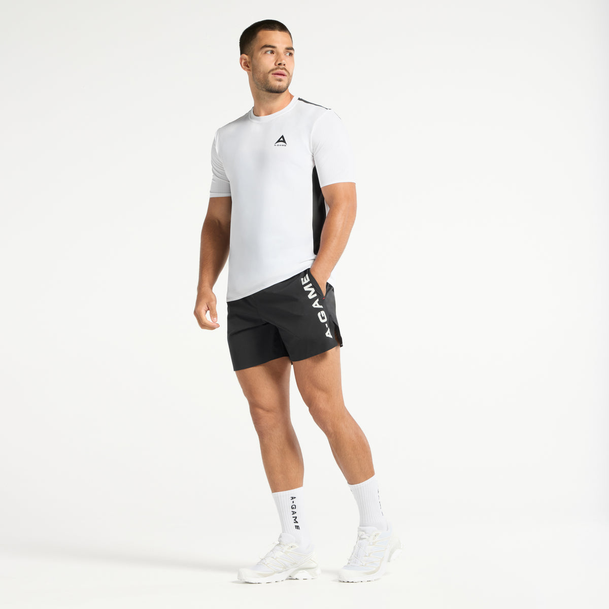 Men's Panelled Training T-Shirt - White/Black