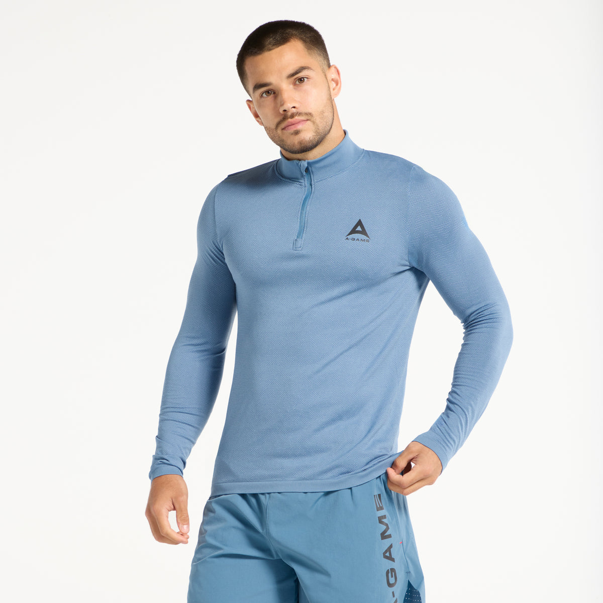 Men's Seamless Long Sleeve Top - Ocean Blue