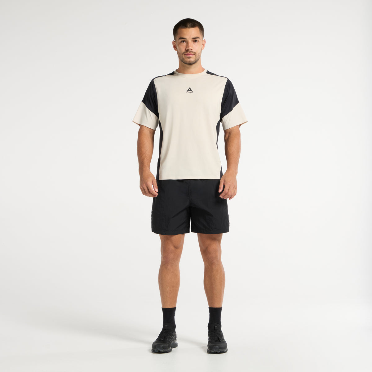 Men's Mesh T-Shirt - Beige / Black
